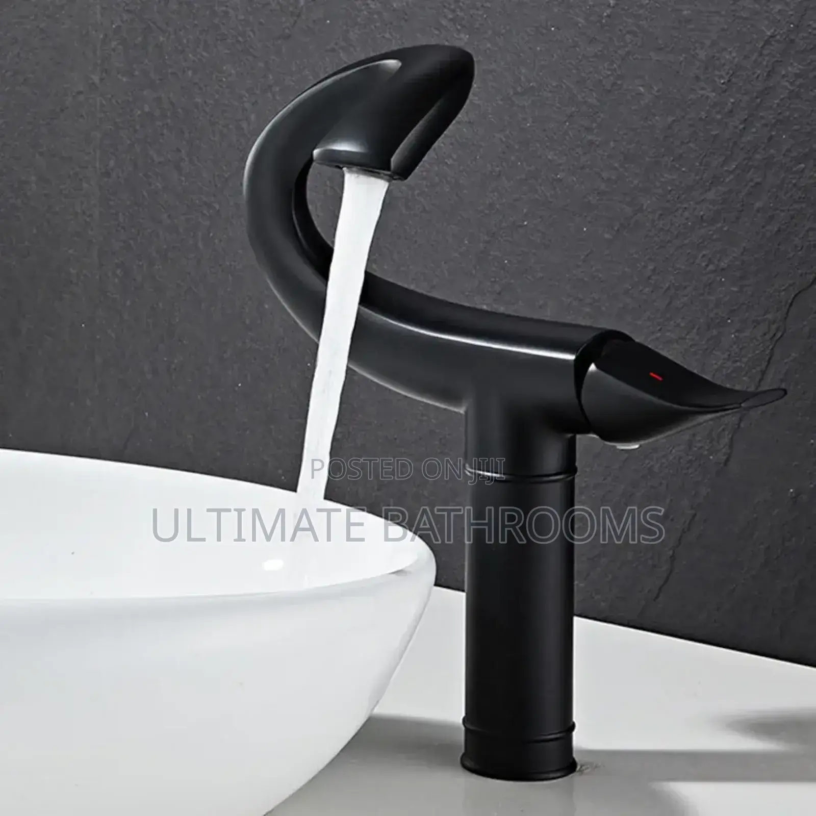 Classic Matt Black Long Counter Top Basin Mixer Tap