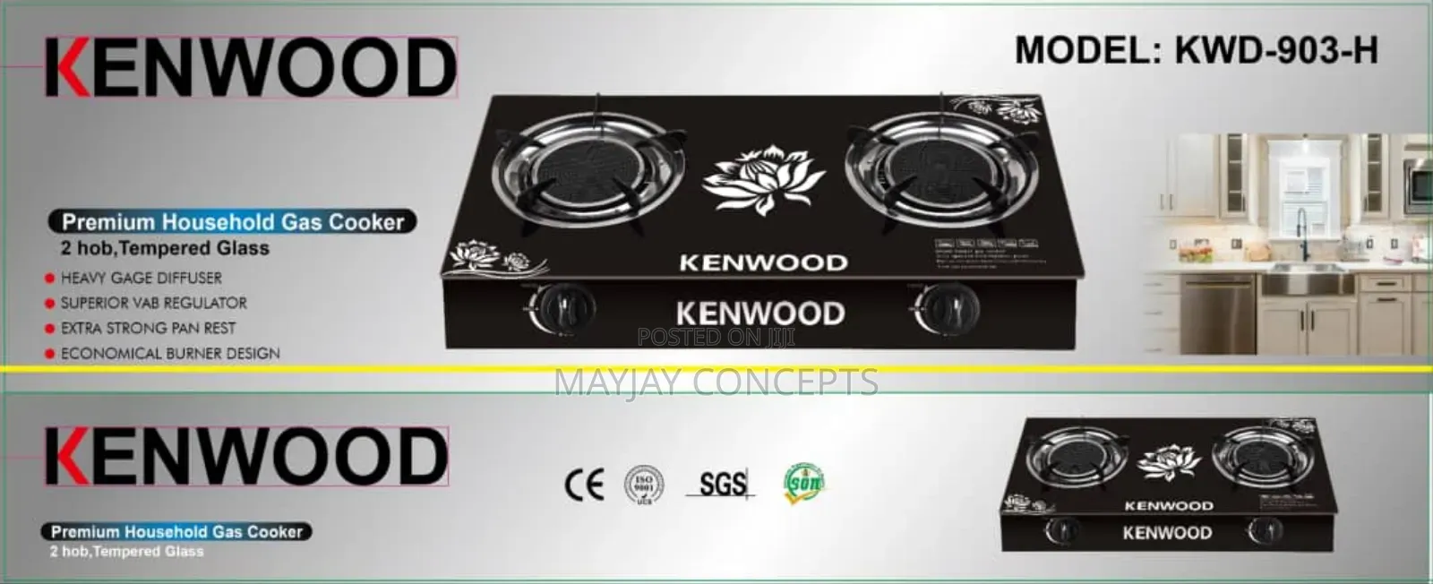 Kenwood Infrared Glass Table Gas Cooker-No Flame,No Smoke