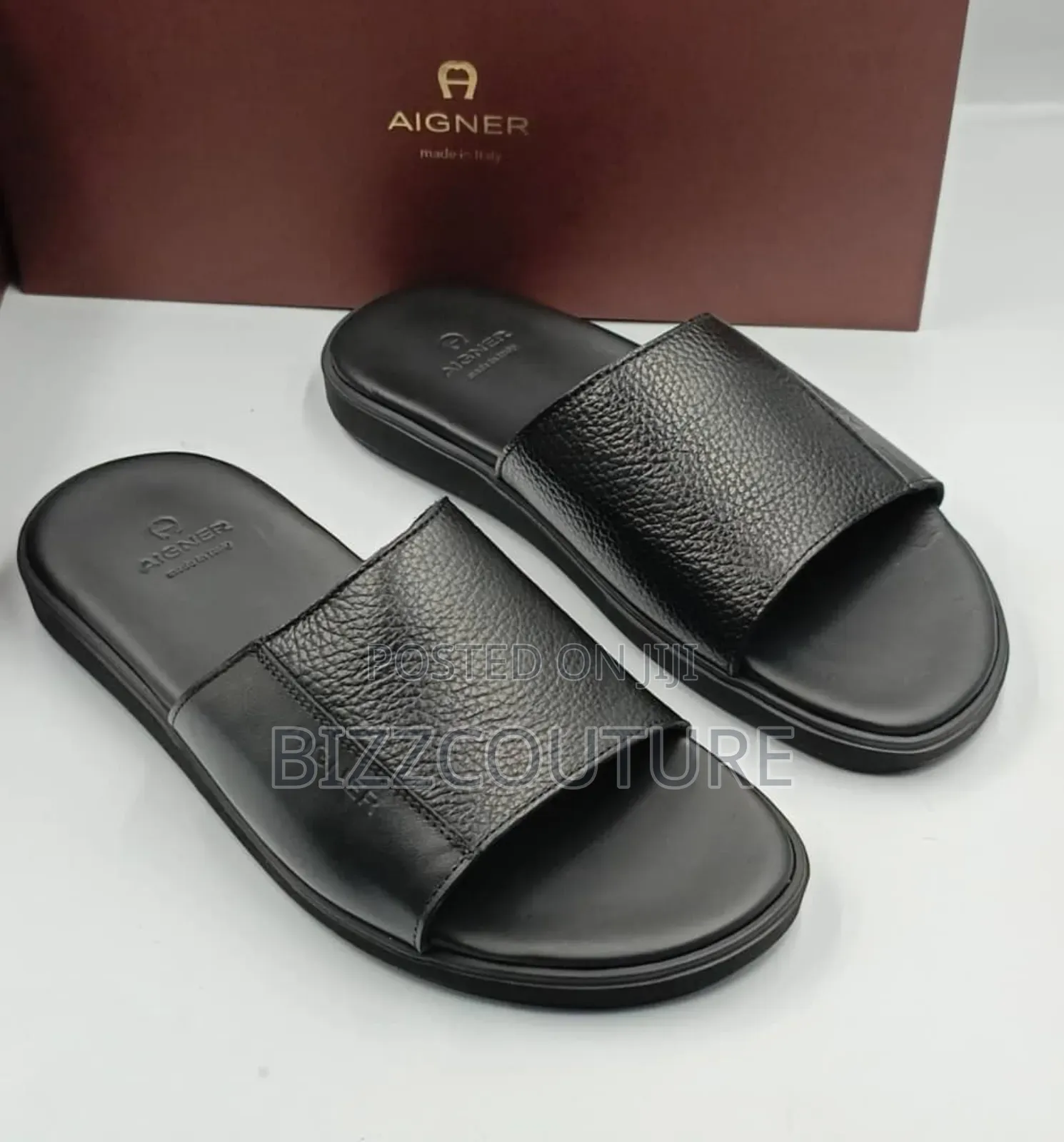 Original Italian Aigner Leather Slippers Available in Store