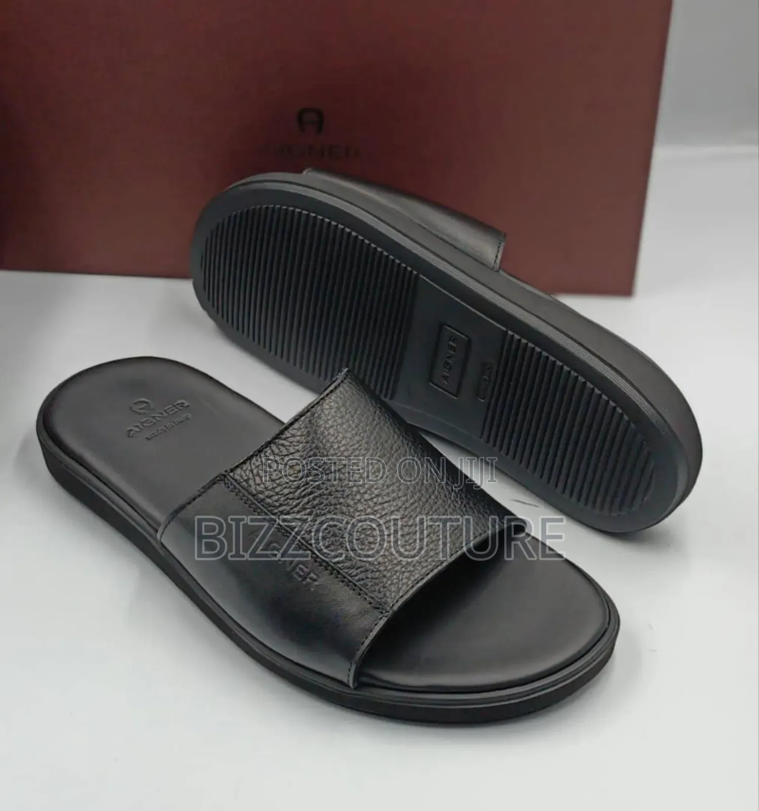 Original Italian Aigner Leather Slippers Available in Store