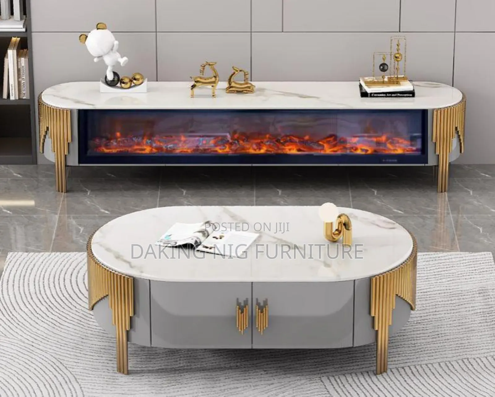 Center Table With Fire Place Tv Stand