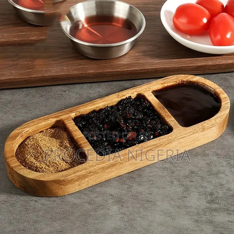 3-Compartment Wooden Tray