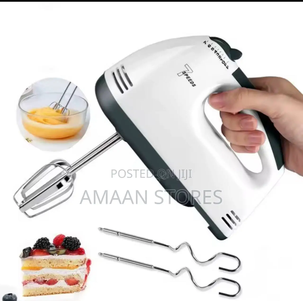 7-Speed Stainless Steel Hand Mixer – Compact Powerful