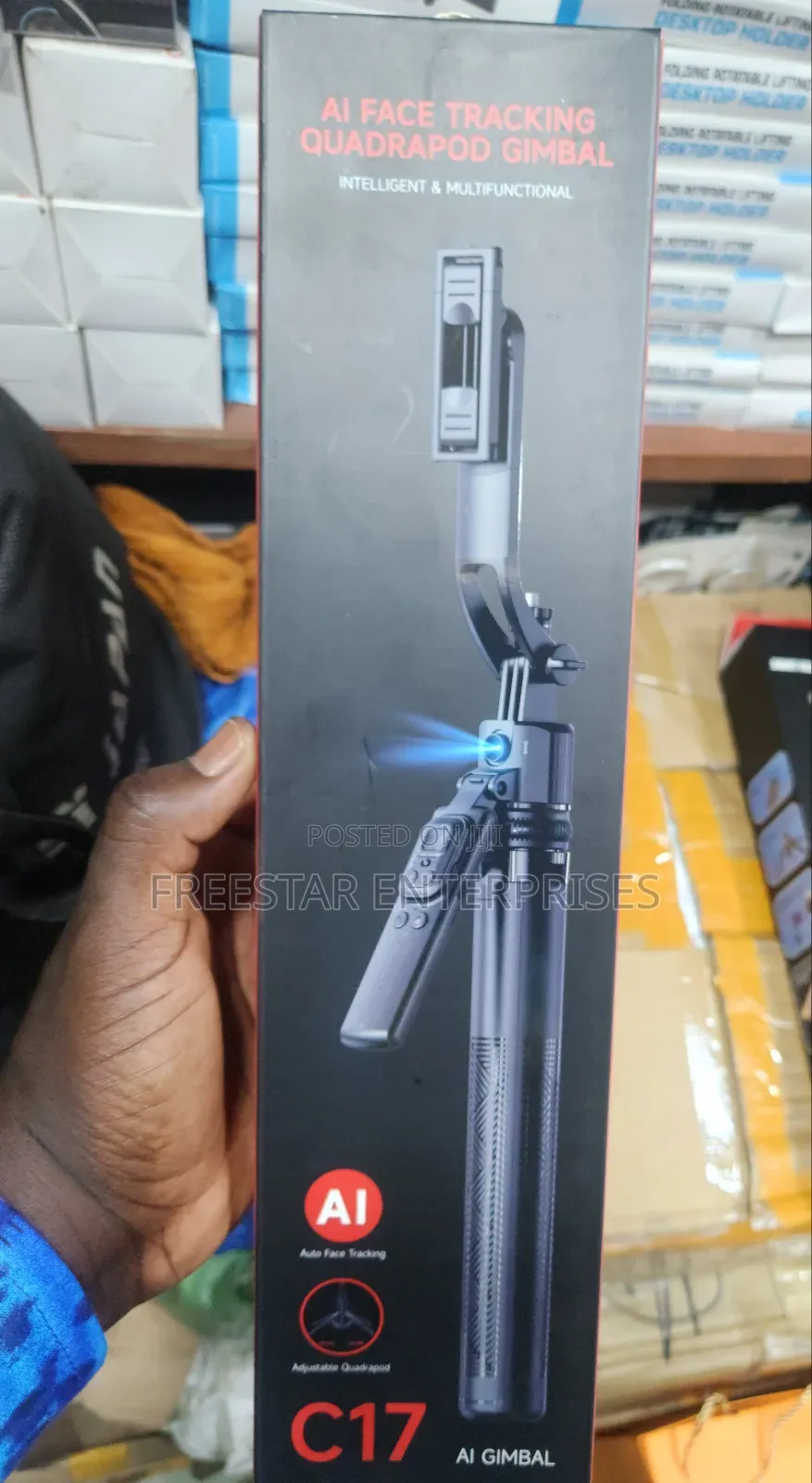 C17 Smart Ai Tracker Gimbal Tripod Selfie Stick 4 Leg Stand.