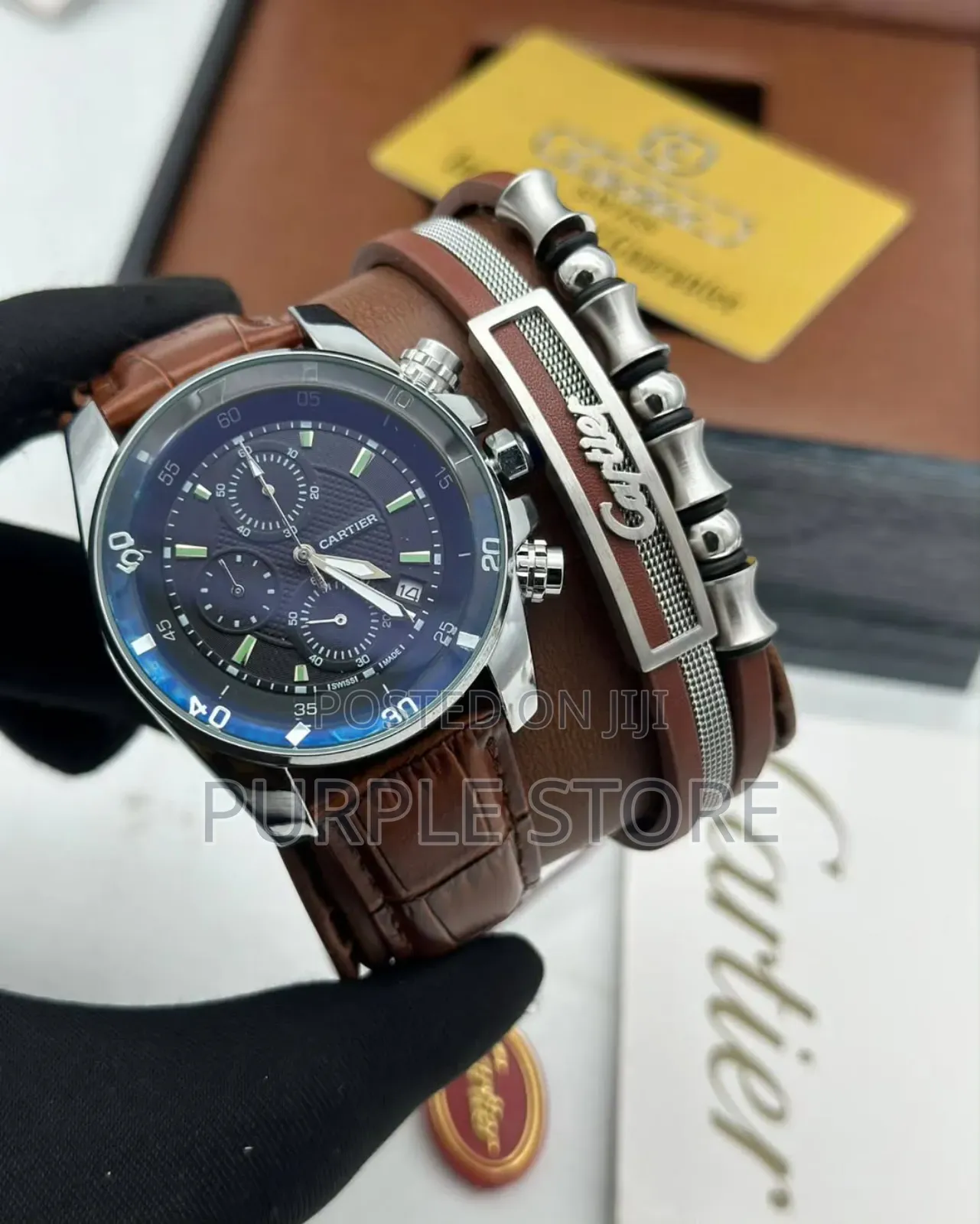 Cartier Chronograph  Watch  Bracelet  Brown