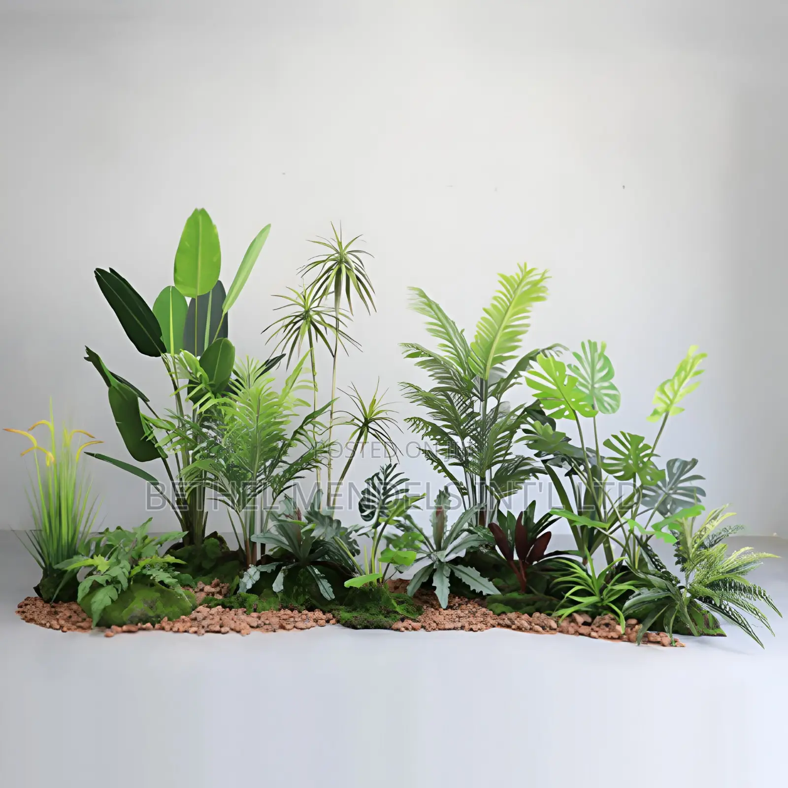 Office Landscaping Design With Brown Stone And Green Moss