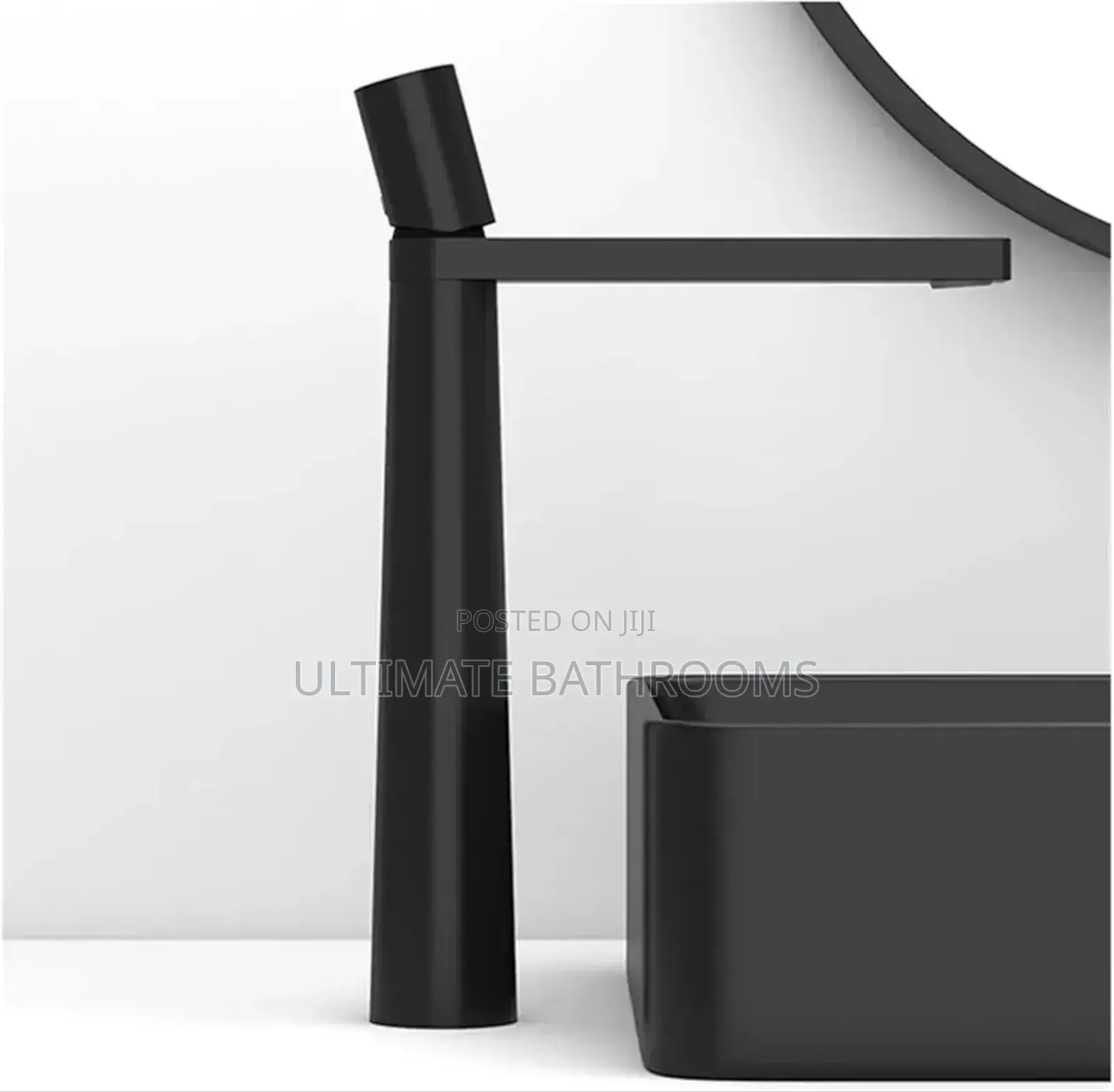 Round Control Black Basin Mixer Tap