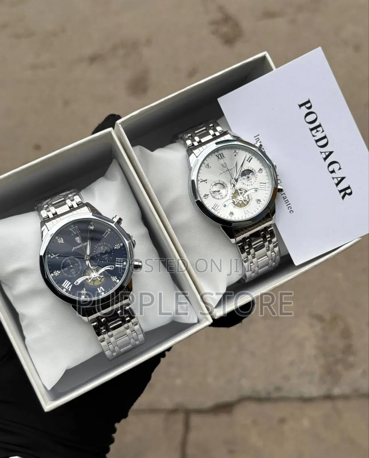 Poedagar Chronograph Steel Watch Full Packaging With Manual