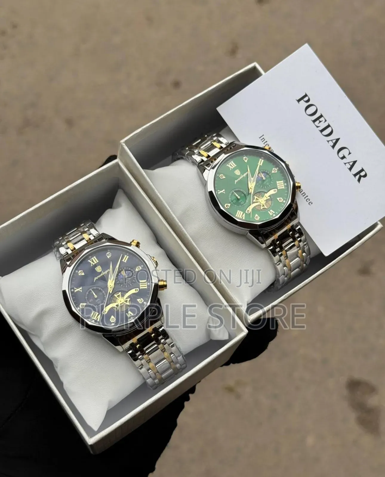 Poedagar Chronograph Steel Watch Full Packaging With Manual