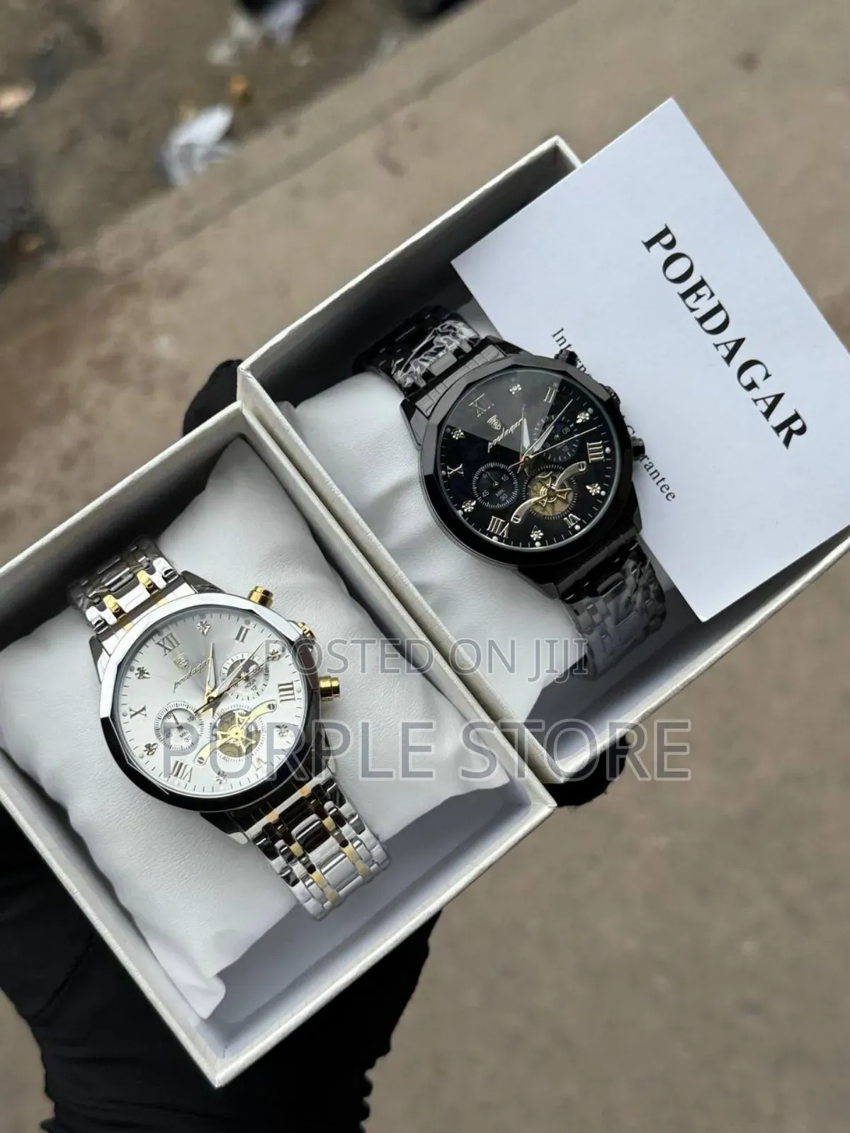 Poedagar Chronograph Steel Watch Full Packaging With Manual