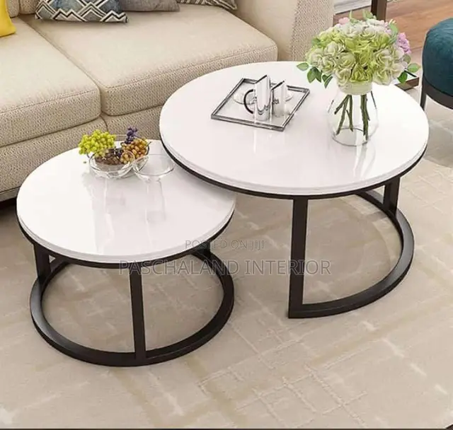 Sleek Metal Frame With Marble Top Center Table