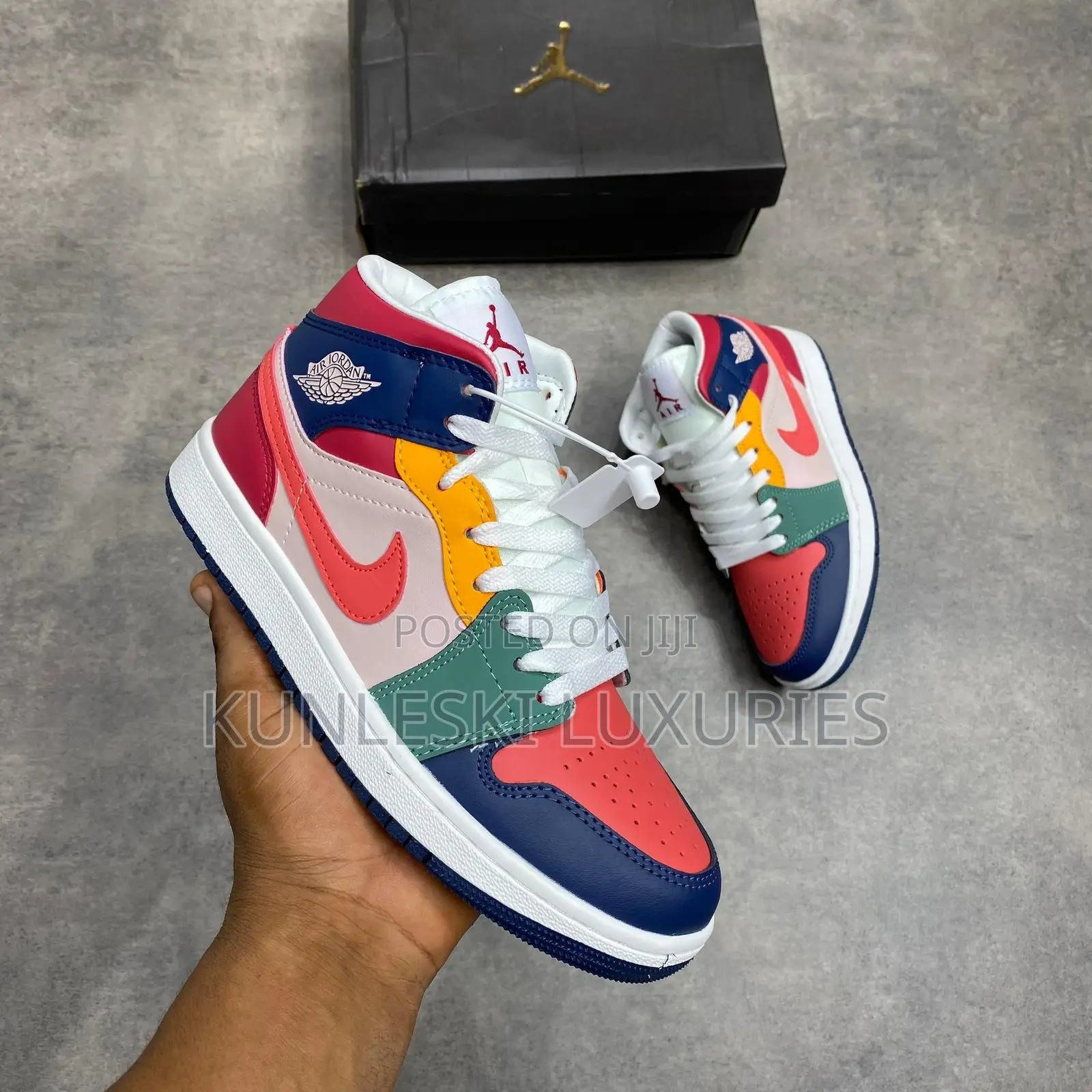 Original Air Jordan 1 Retro Mid Multi Color Sneakers