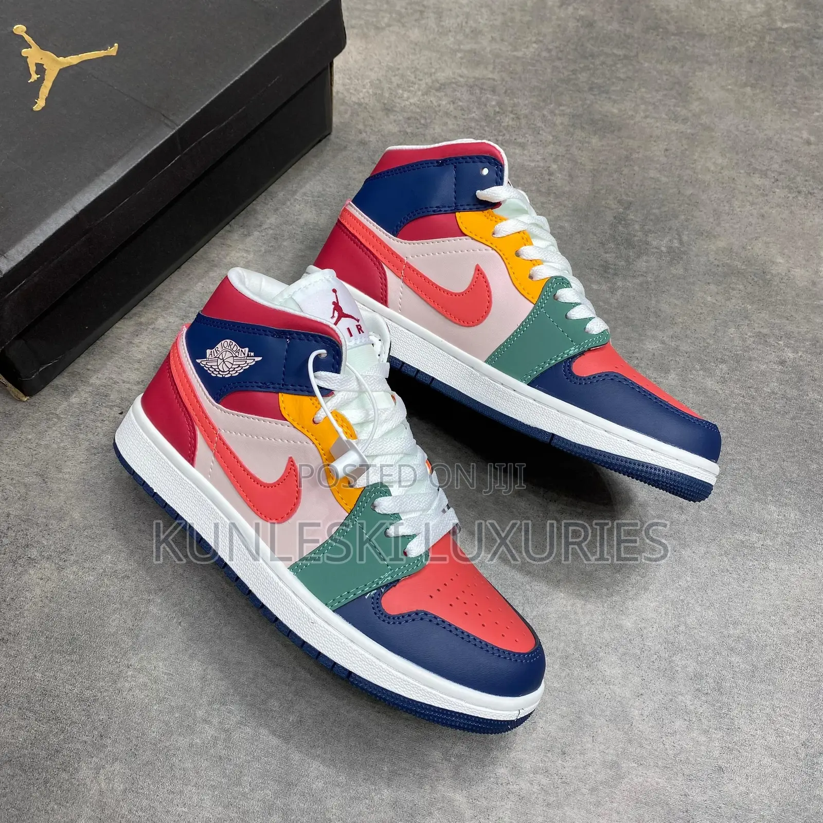 Original Air Jordan 1 Retro Mid Multi Color Sneakers