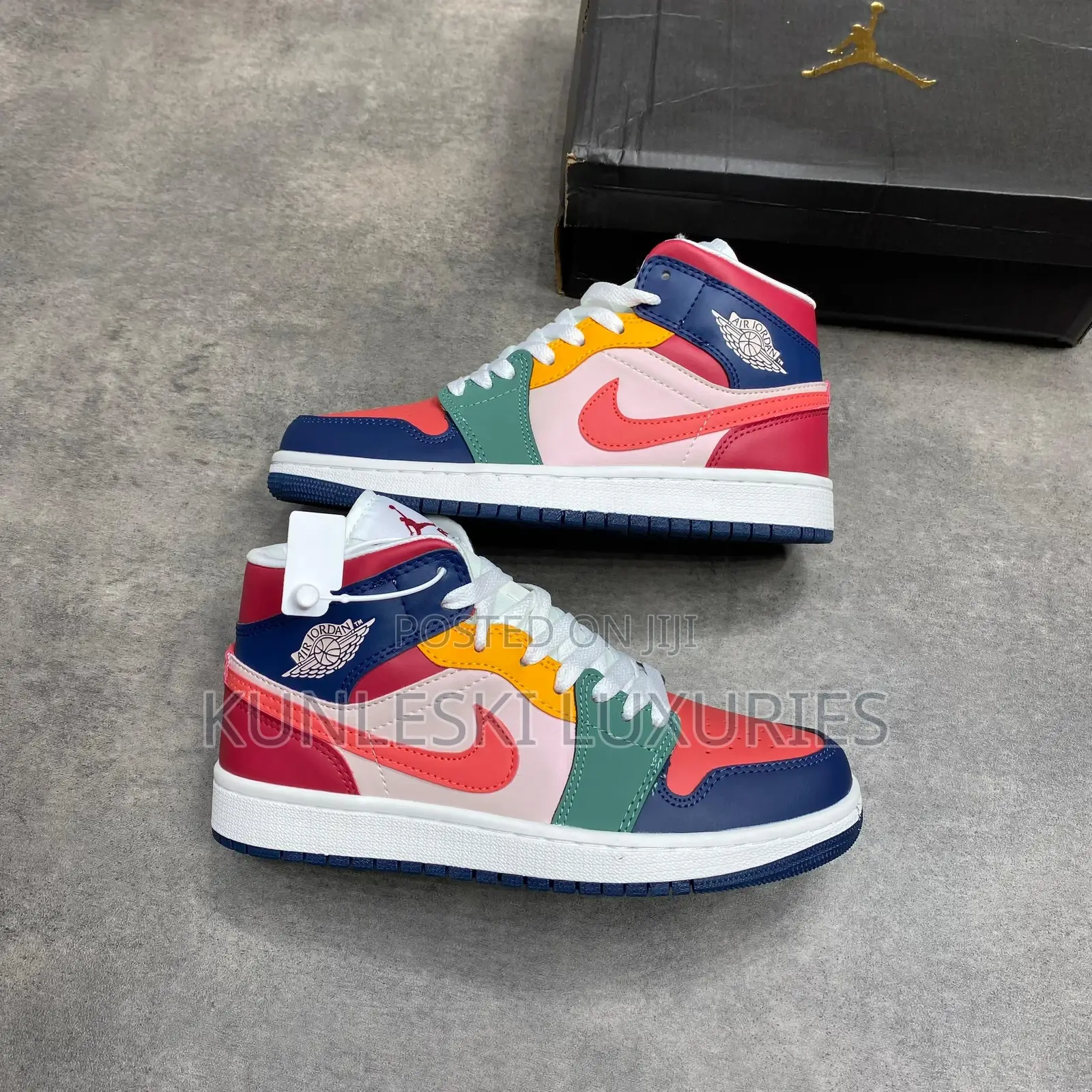 Original Air Jordan 1 Retro Mid Multi Color Sneakers