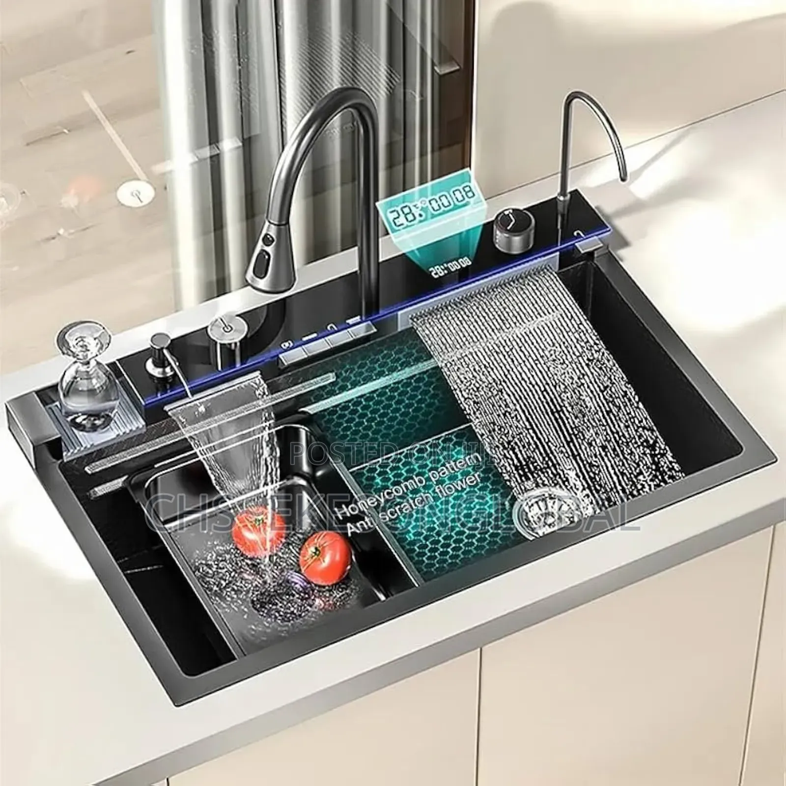 Piano Double Waterfall Luxury Kitchen Sink Multifunctional
