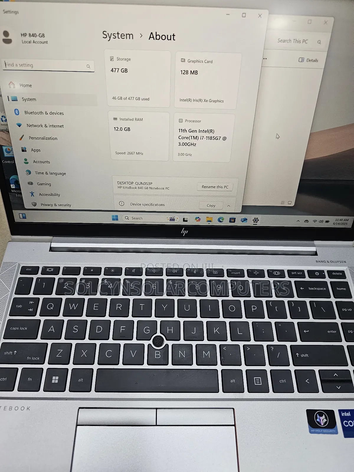 Laptop HP EliteBook 840 G8 12GB Intel Core I7 SSD 512GB