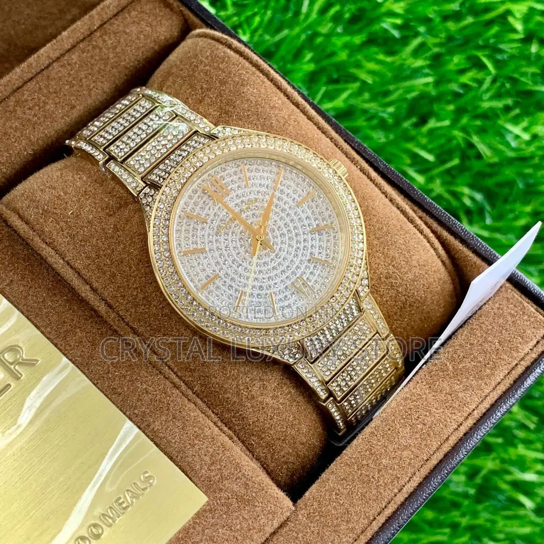 Michael Kors Quality Luxury Men Chain Strap Iced Wristwatch
