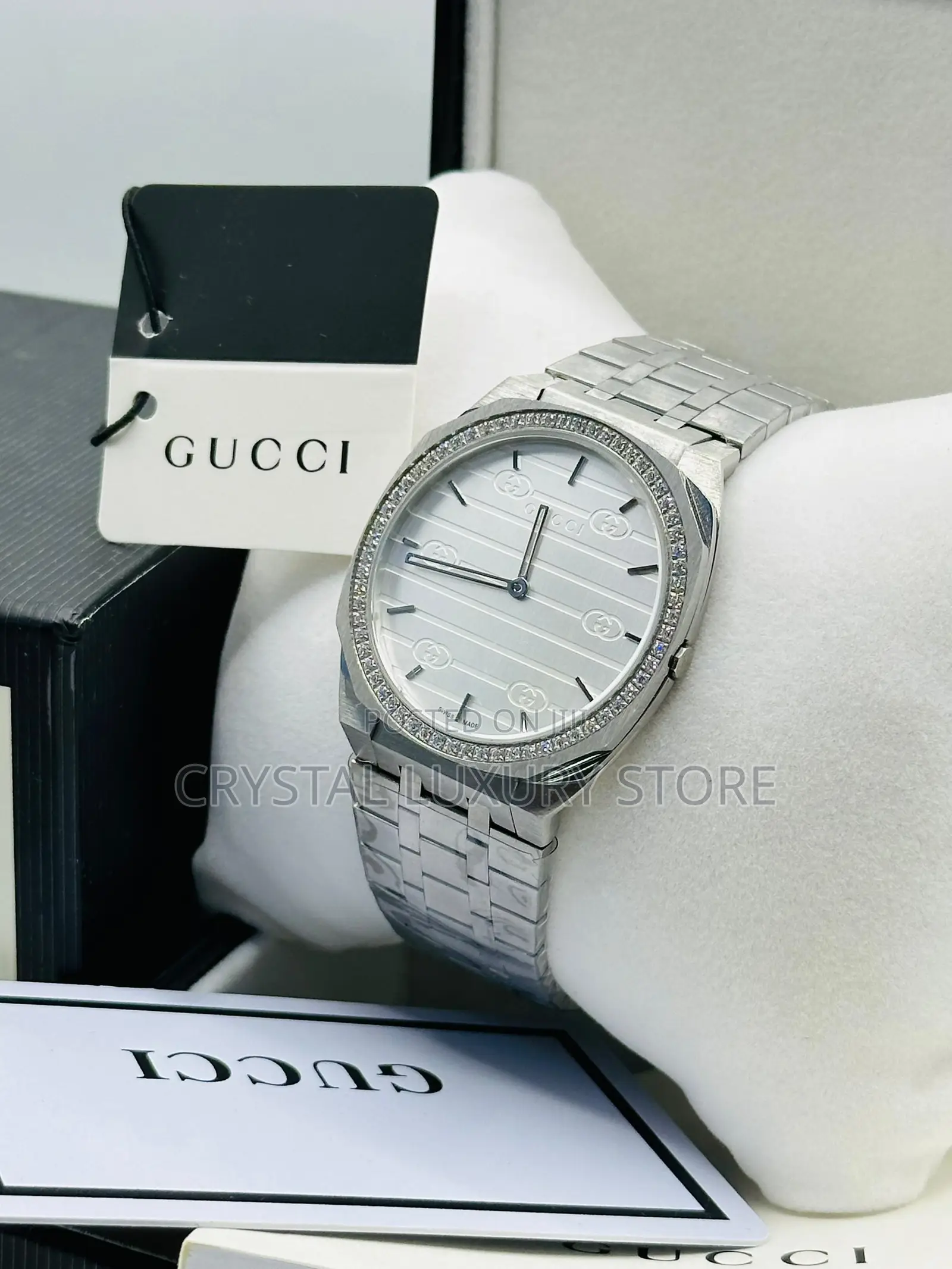 Gucci Quality Luxury Men Chain Strap Iced Wristwatch