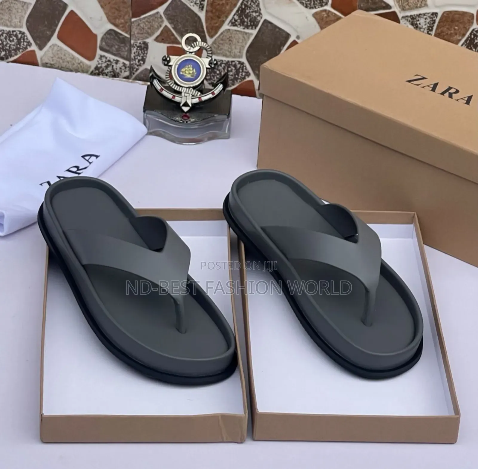 Zara Brown Leather Slippers