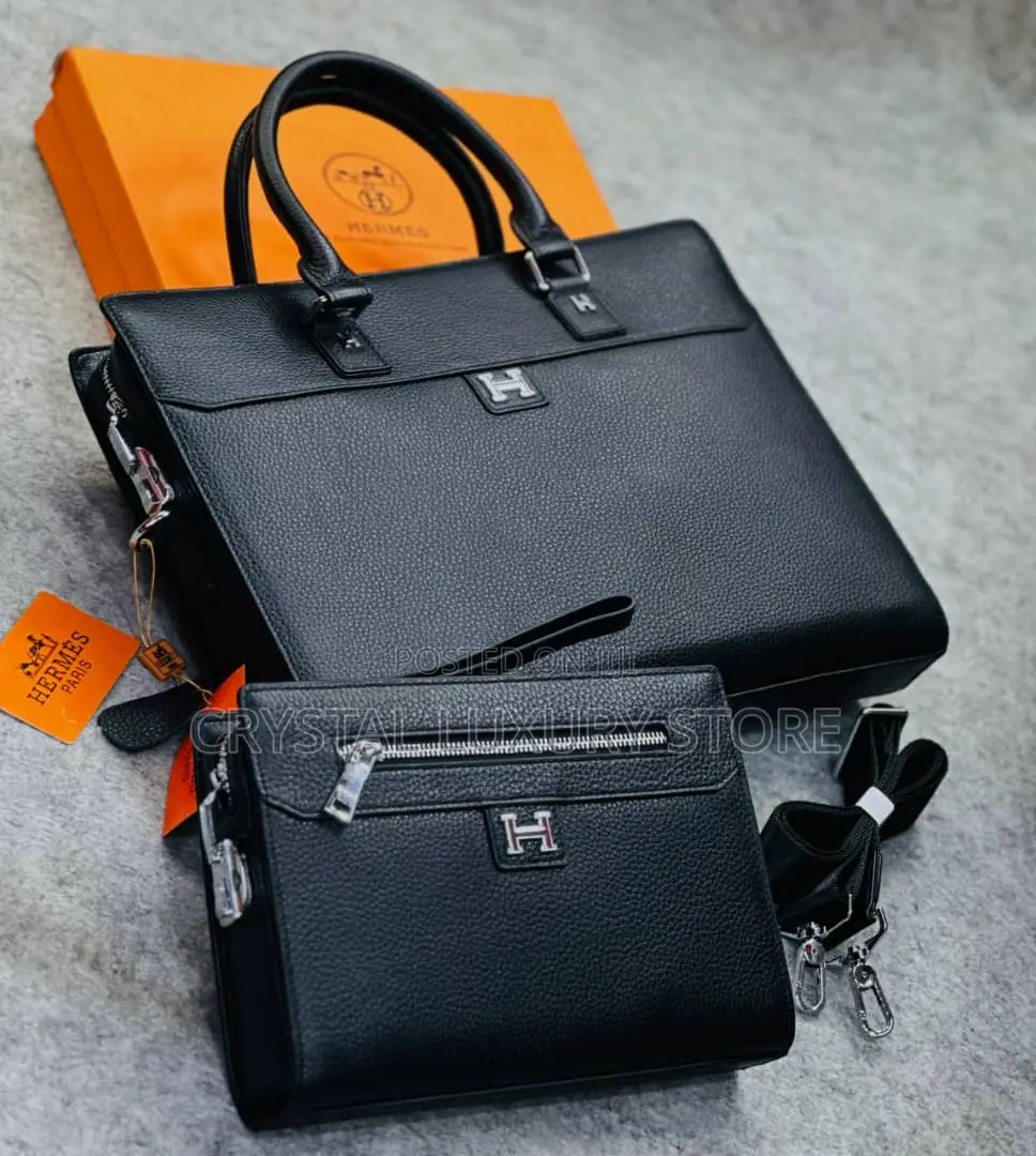 Hermes Quality Luxury Men Genuine Leather Bag