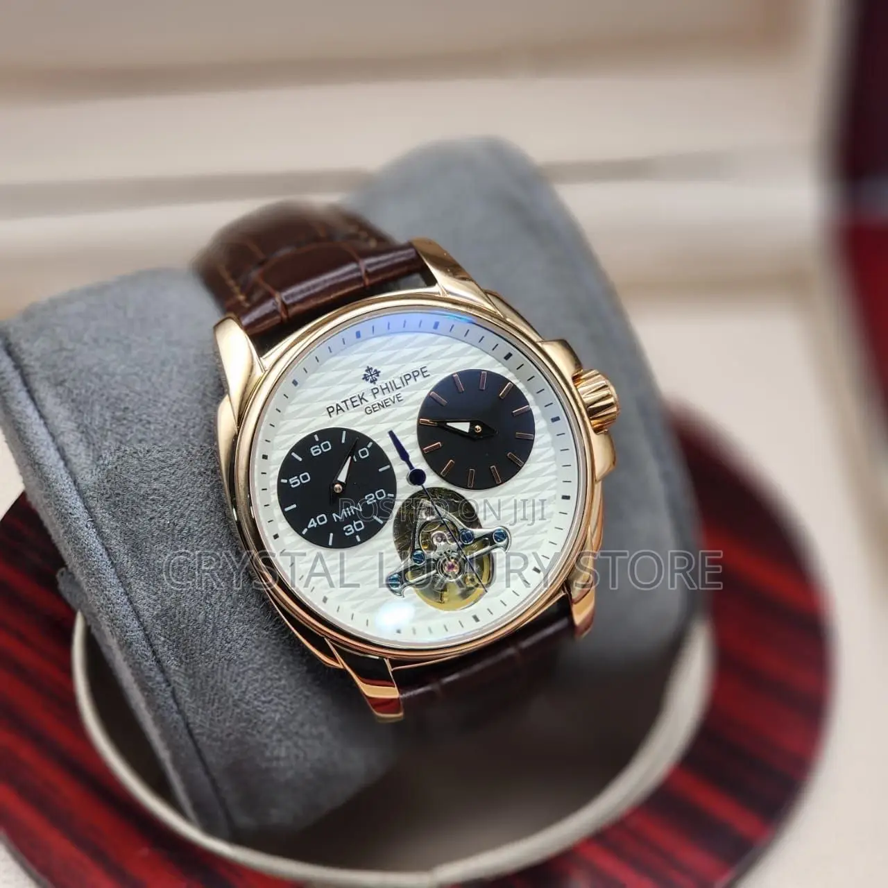 Patek Philippe Quality Luxury Men Genuine Leather Wristwatch