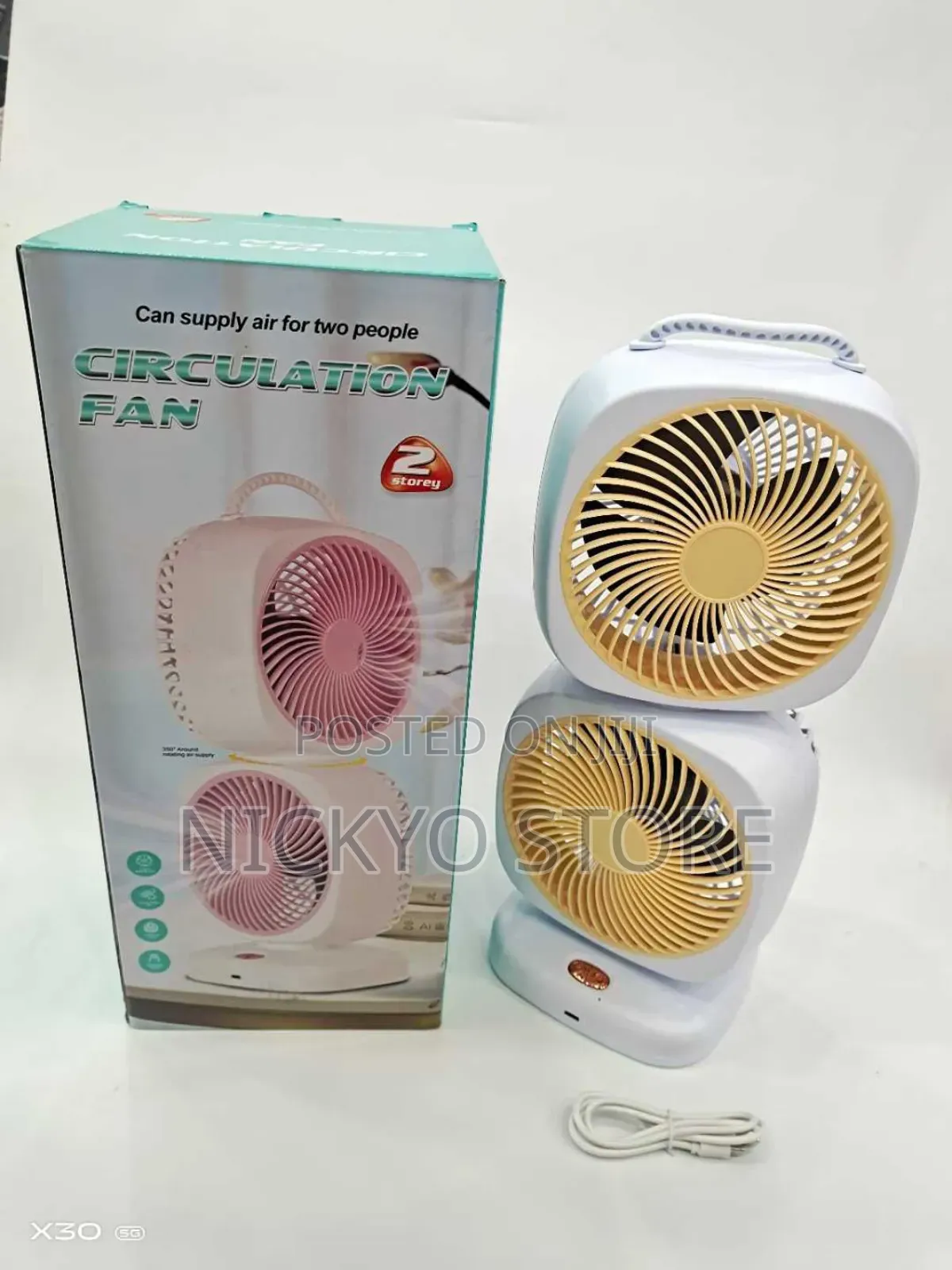 Double-head Mini Rechargeable Standing Fan
