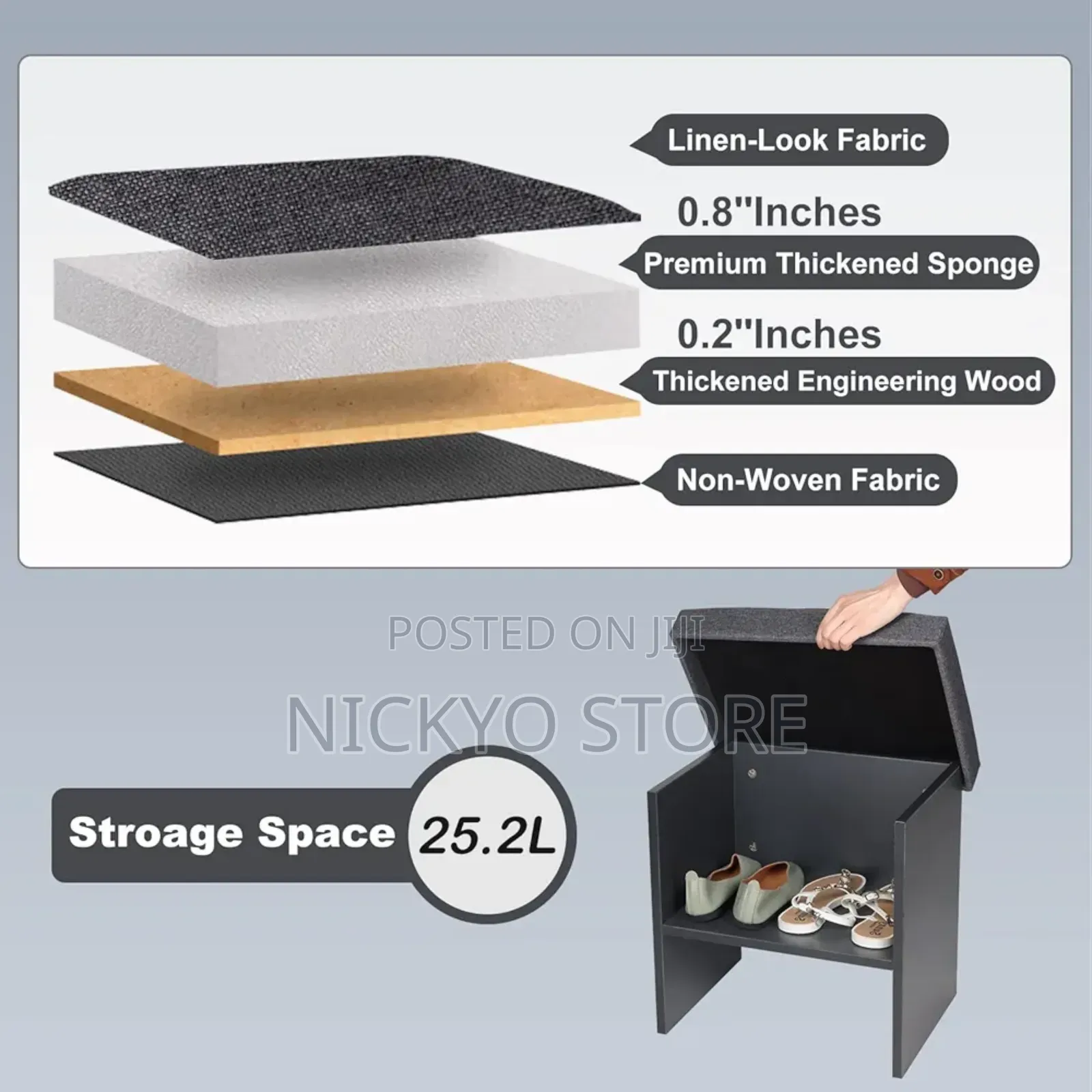 Shoe Rack With Cushioned Seat Hidden Storage