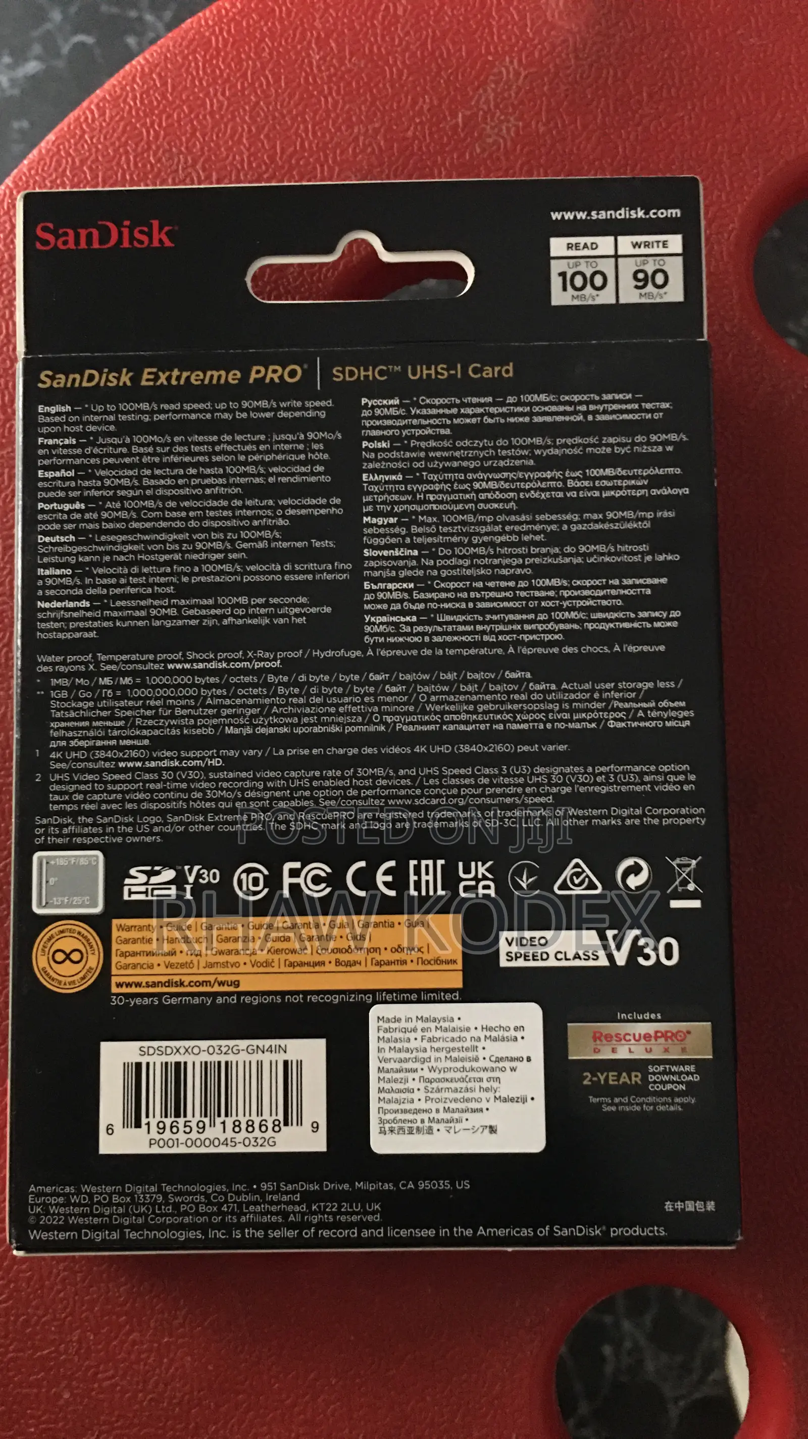 Sandisk Extreme Pro 32gb Sd Card 100mb/S