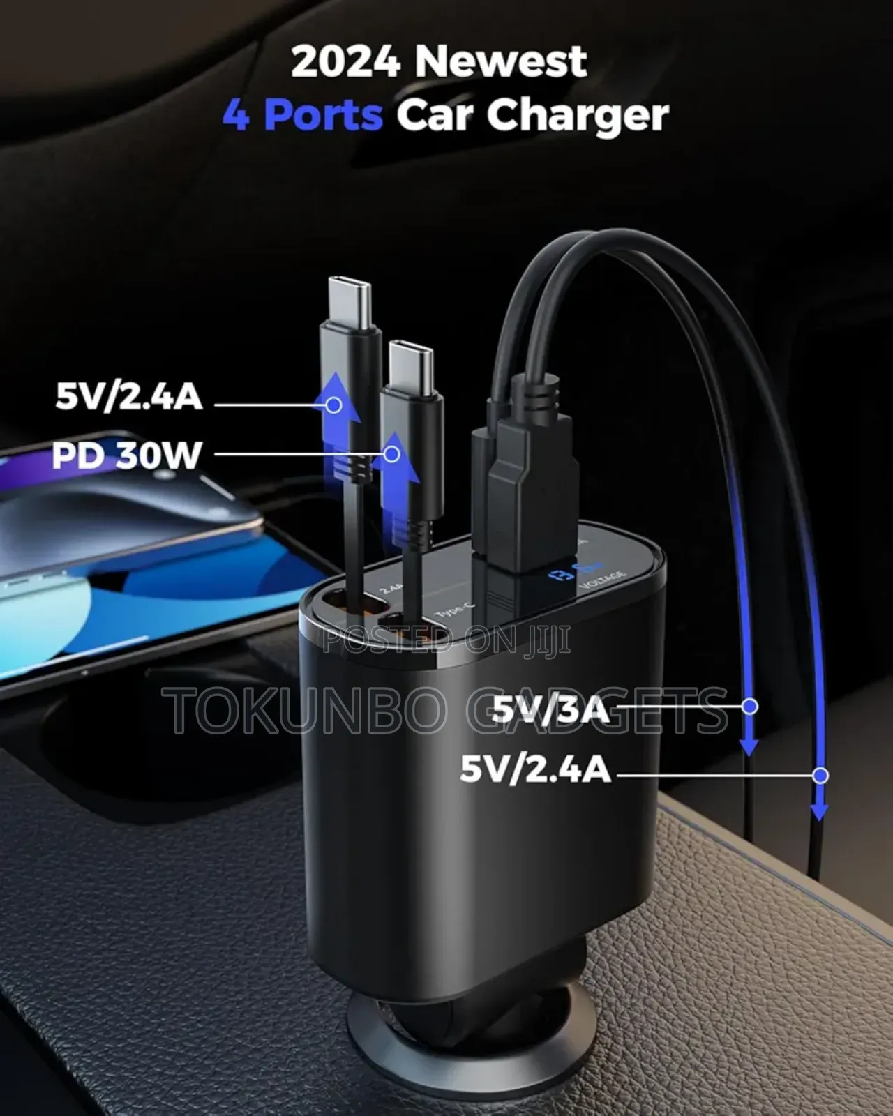 Superone Retractable Car Charger 60w