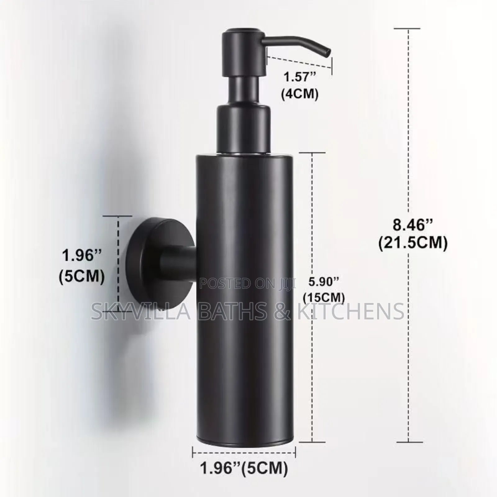 Black Wall Hung Liquid Soap Dispenser.