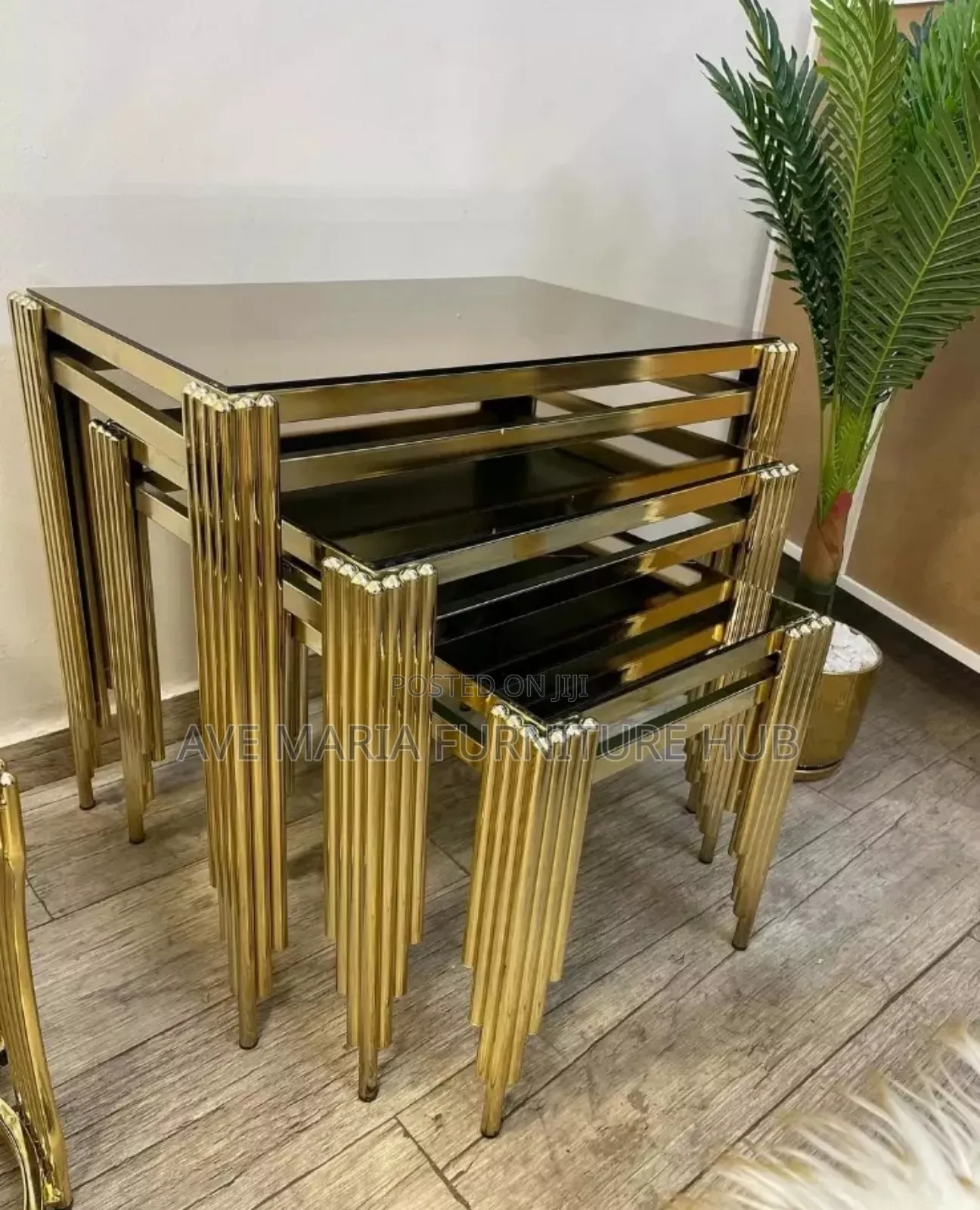 Set of 3 In1 Side Table With Tempered Glass Top.