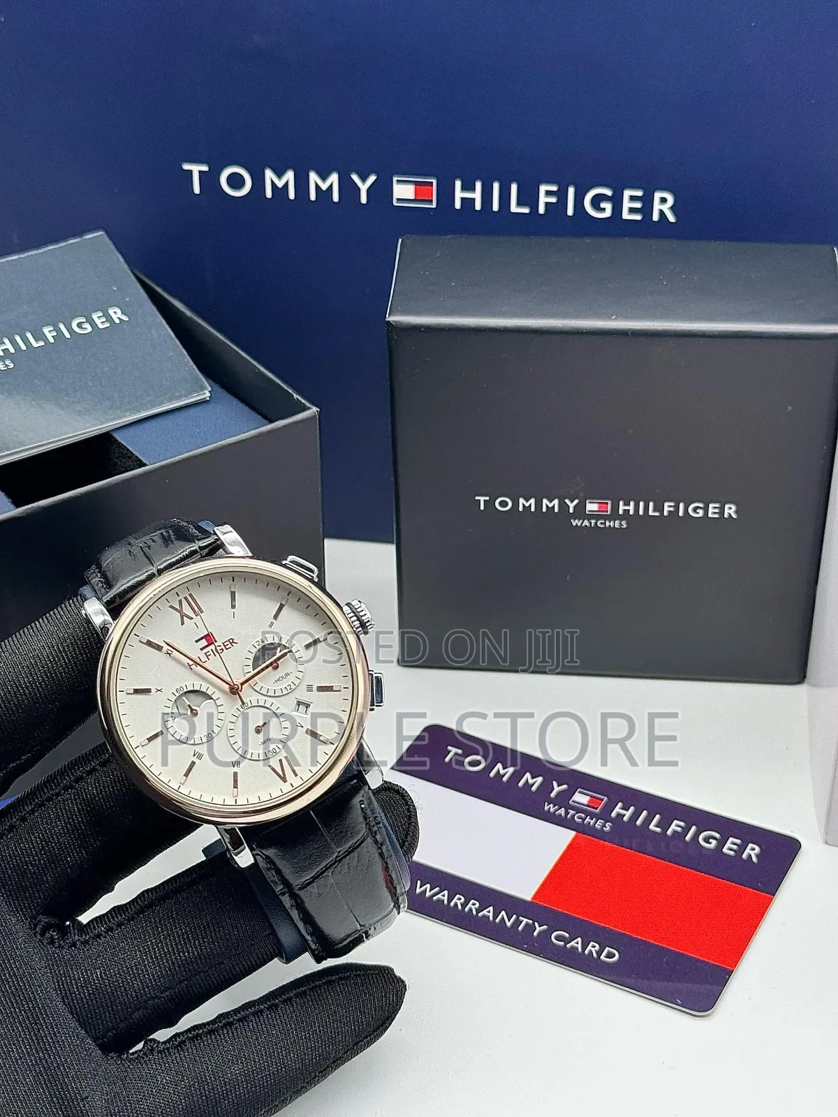 Tommy Hilfiger Quality Chronograph Black* Leather* Watch.