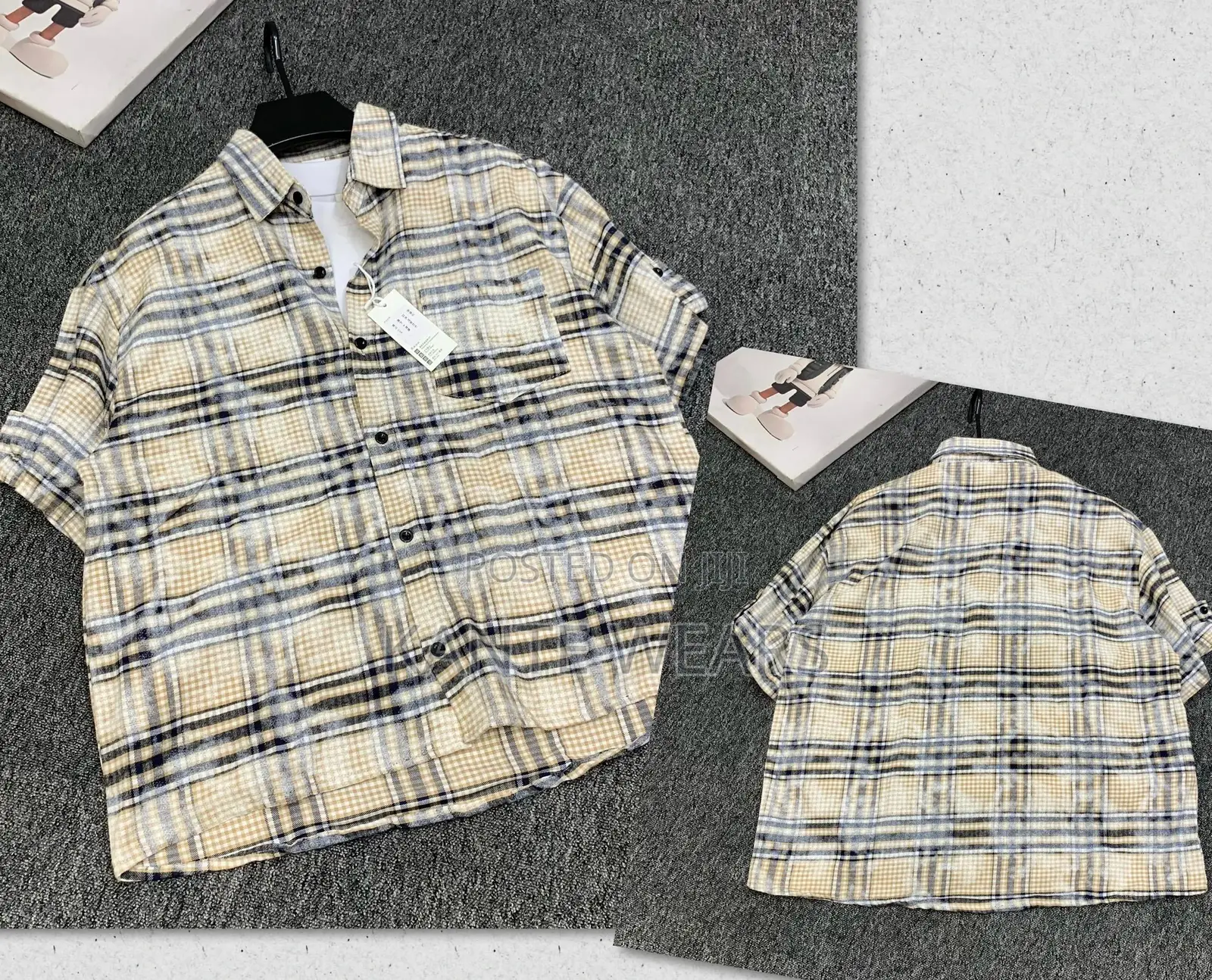 Wool Checkers Crop Shirt