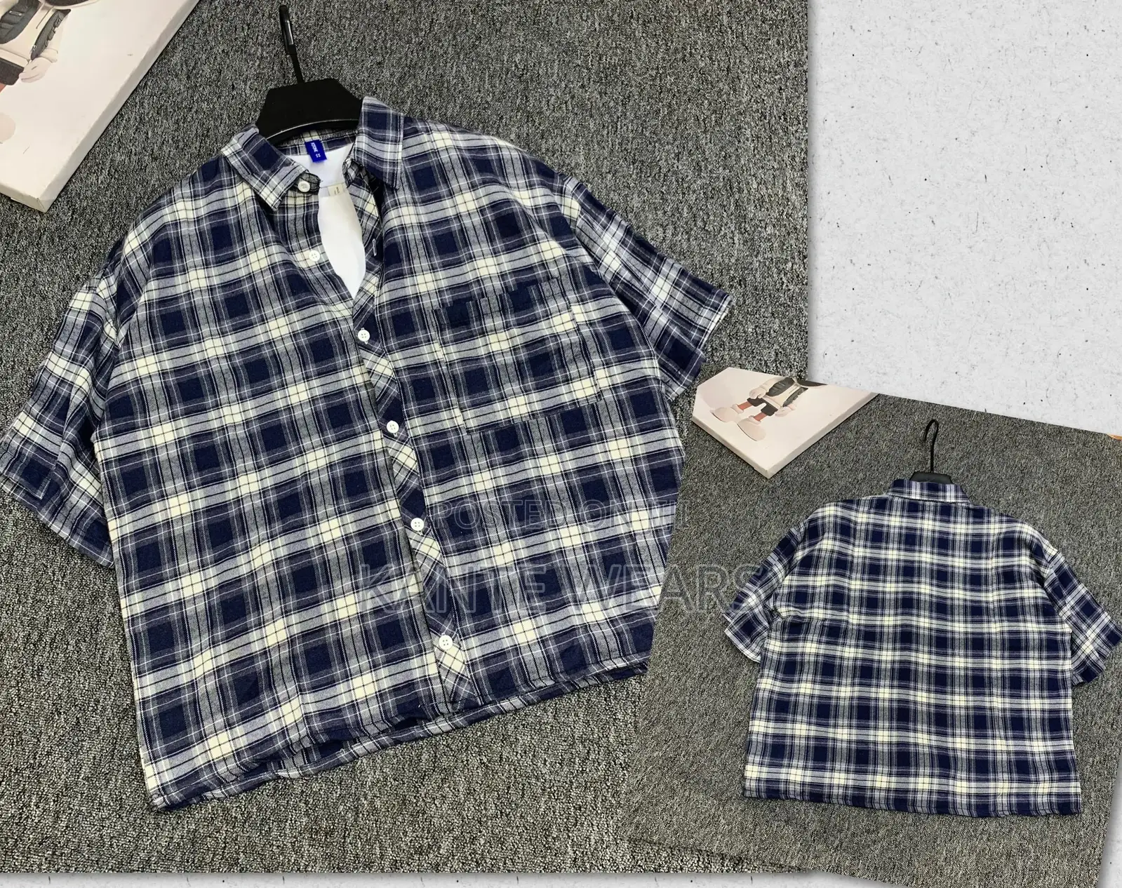 Wool Checkers Crop Shirt