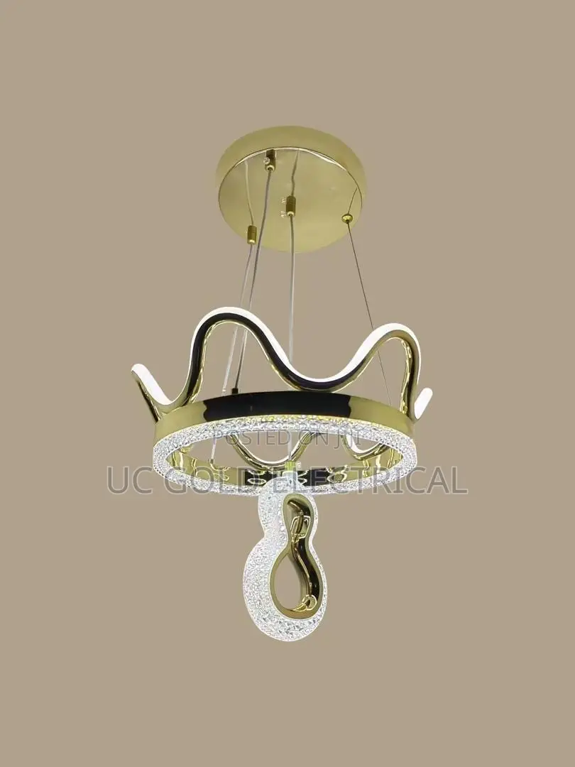 Crystal Pendant Light Living Room Remote Control Gold Chrome