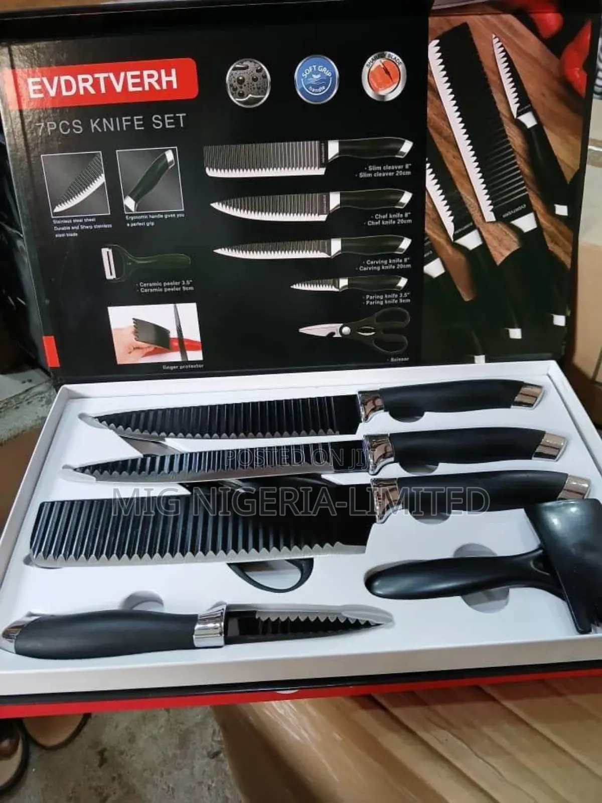 Evdrtverh 7pcs Kitchen Knife Set Black Module