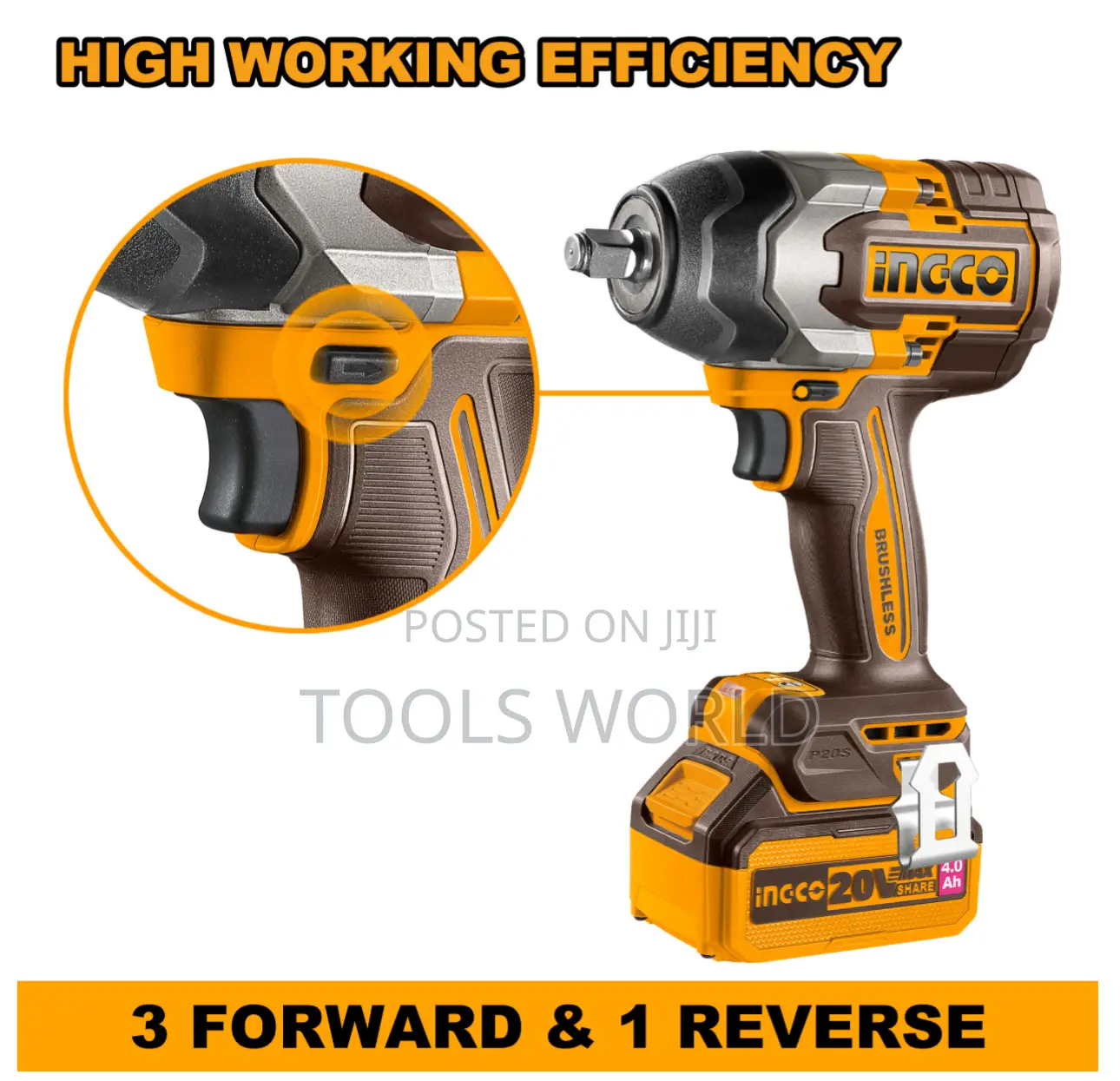 Ingco Ciwli2085 20v Cordless Impact Wrench 850nm