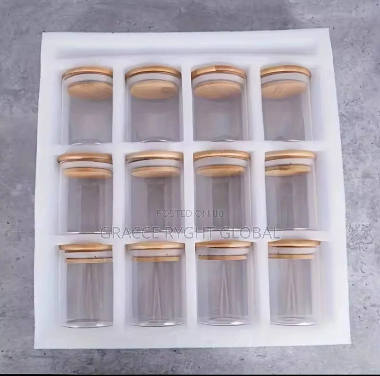 12 PCS Airtight Glass Spice Jars With Natural Bamboo Lids