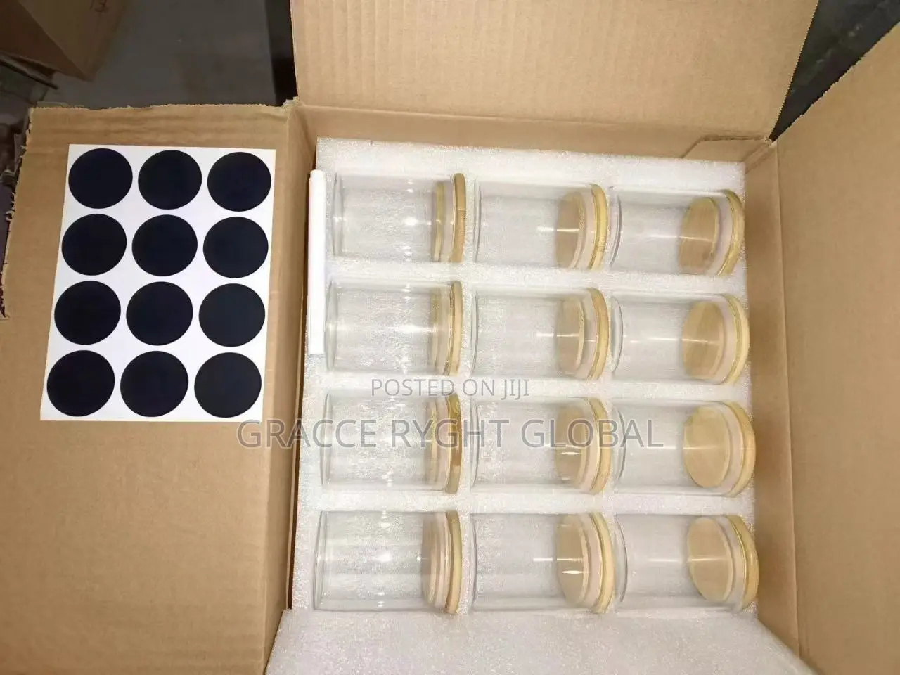 12 PCS Airtight Glass Spice Jars With Natural Bamboo Lids