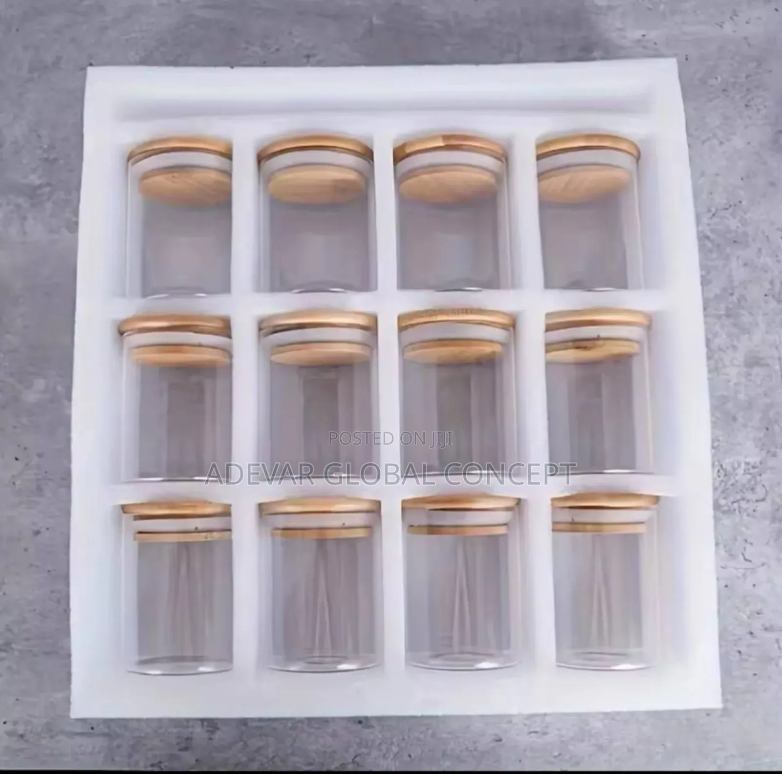 12pcs Glass Spice Jars With Bamboo Lid Black Labels