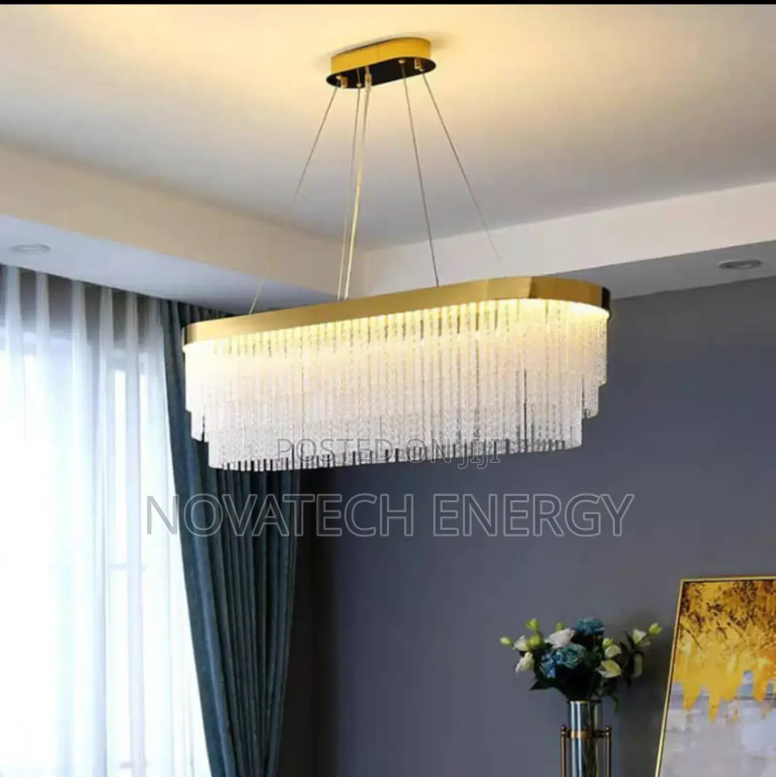 Oval Shaped Icy Design Crystal Chandelier Light