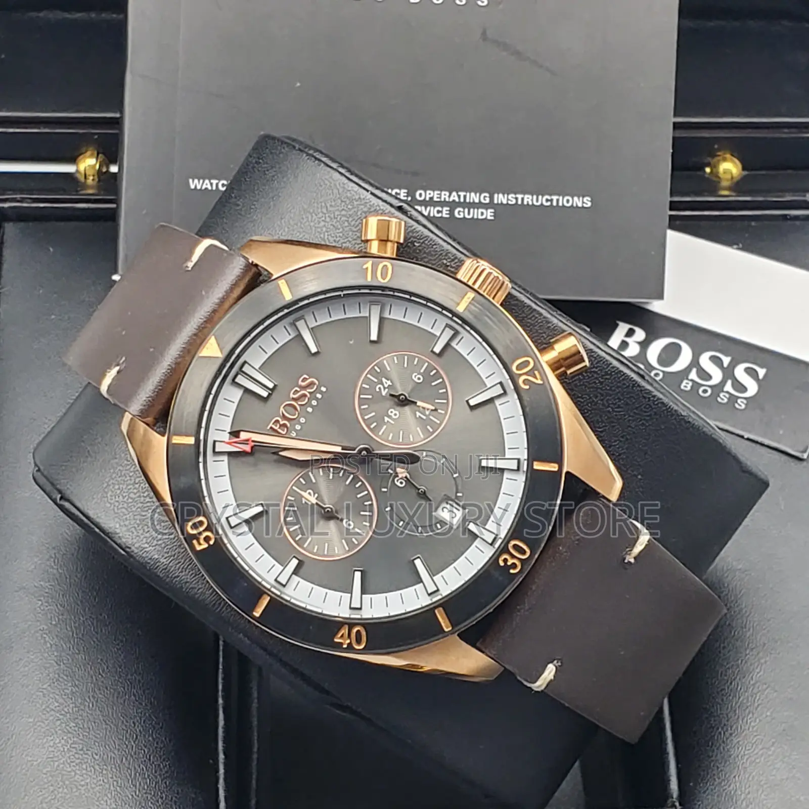 Hugo Boss Quality Luxury Men Genuine Leather Wristwatch