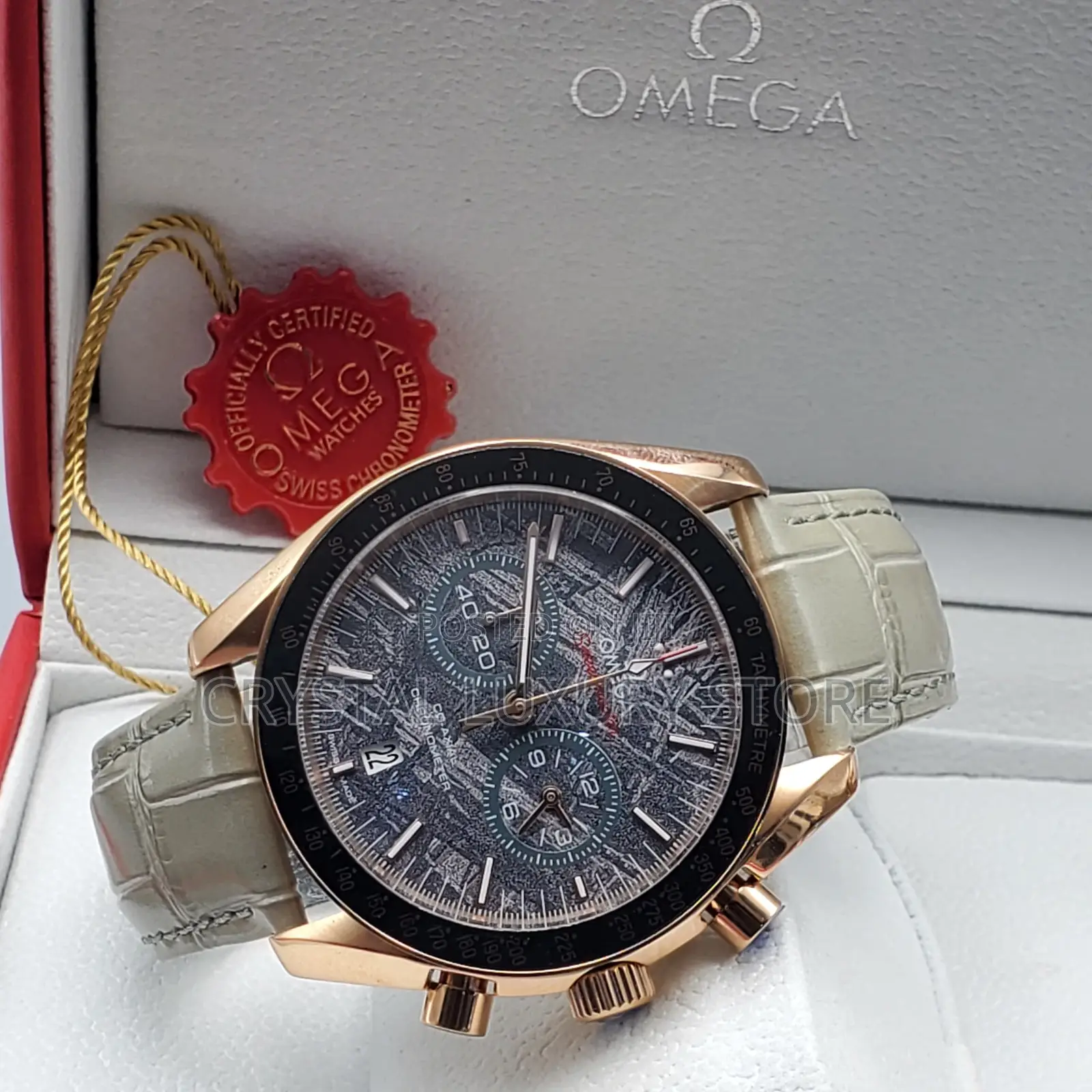 Omega Quality Luxury Men Genuine Leather Wristwatch Hnikk