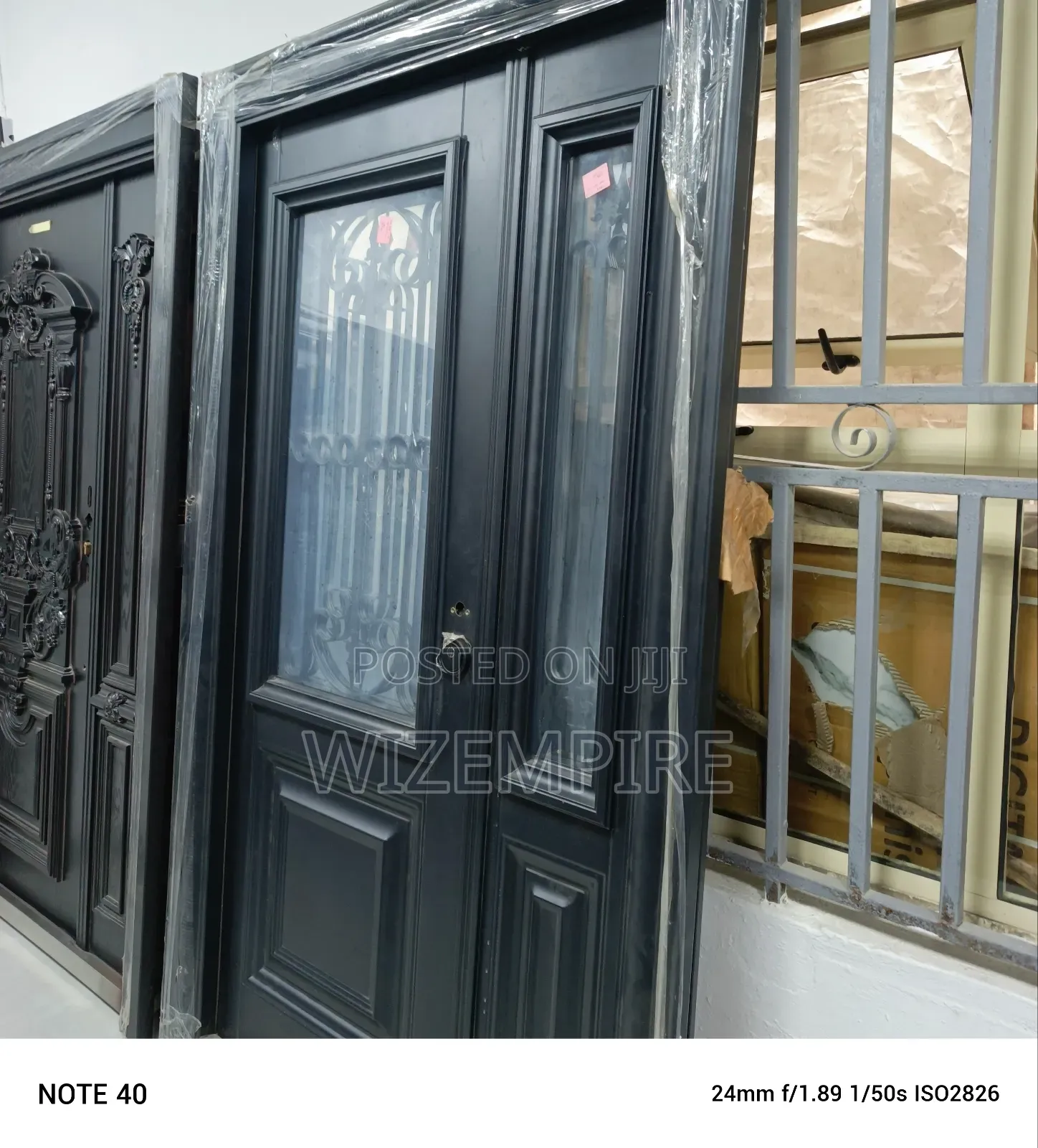 Double French Luxury Black Glass Doors Available