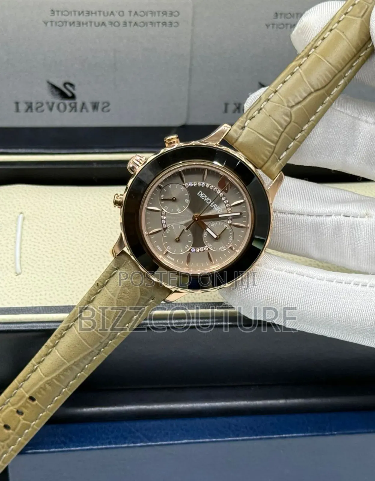 Original Swarovski Brown Genuine Leather Strap Watch
