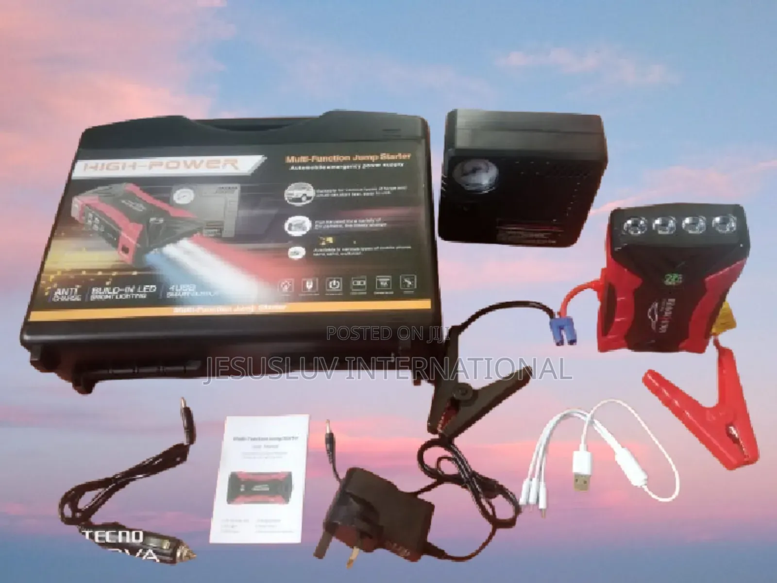 Jump Starter for Jeep,Suv Car With Tyre Inflator Pump 12v