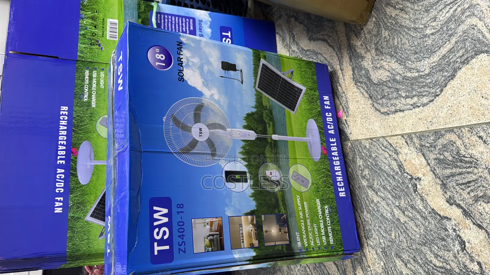 Solar 16 Inches Standing 3 Speed Solars Electric Powered Fan