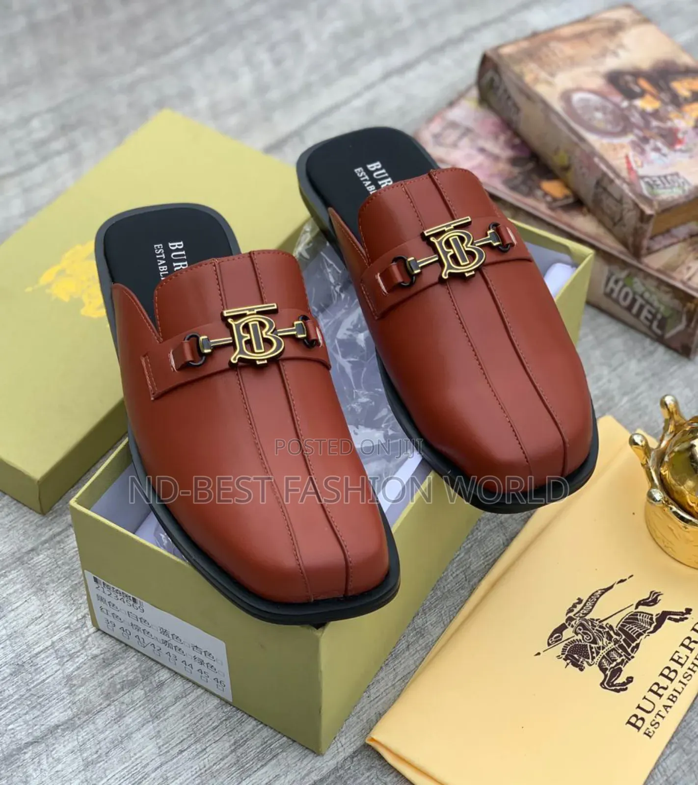 Brown Leather Burberry Half Shoe