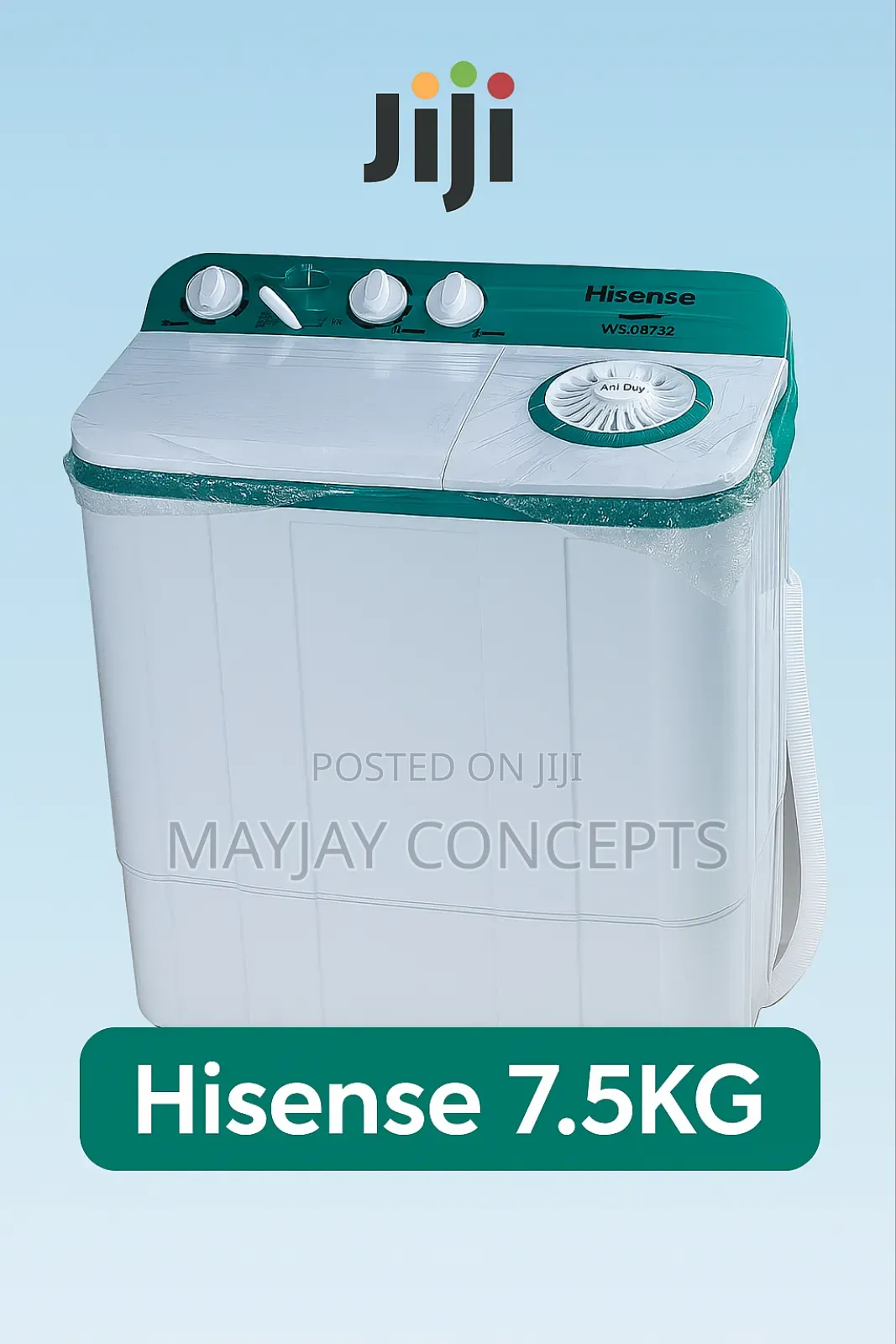 Hisense 7.5kg Twin Tub Washing Machine (Model: Wsqb753)
