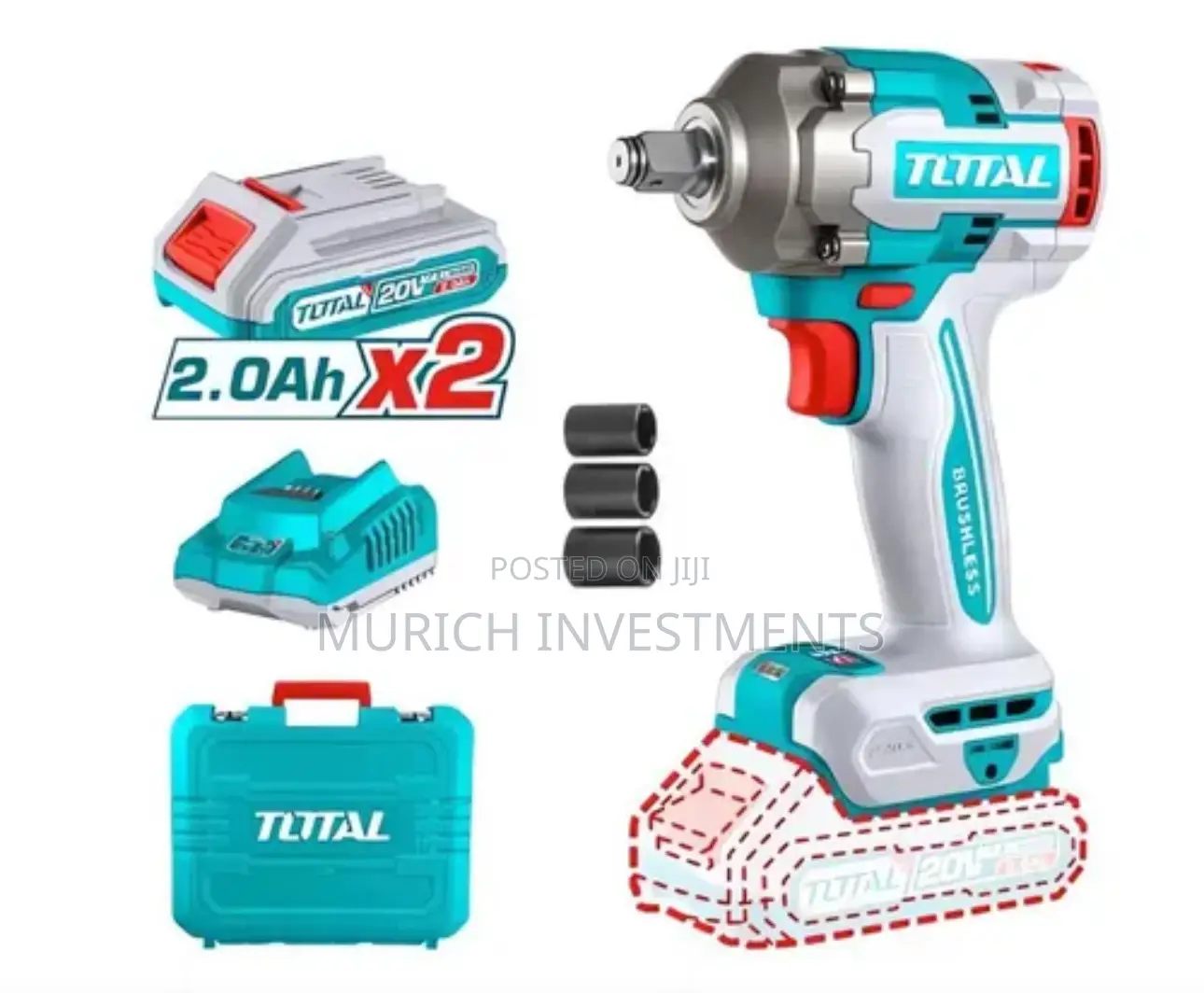 Total Cordless Impact Wrench 20v With Batteries –Utiwli2035